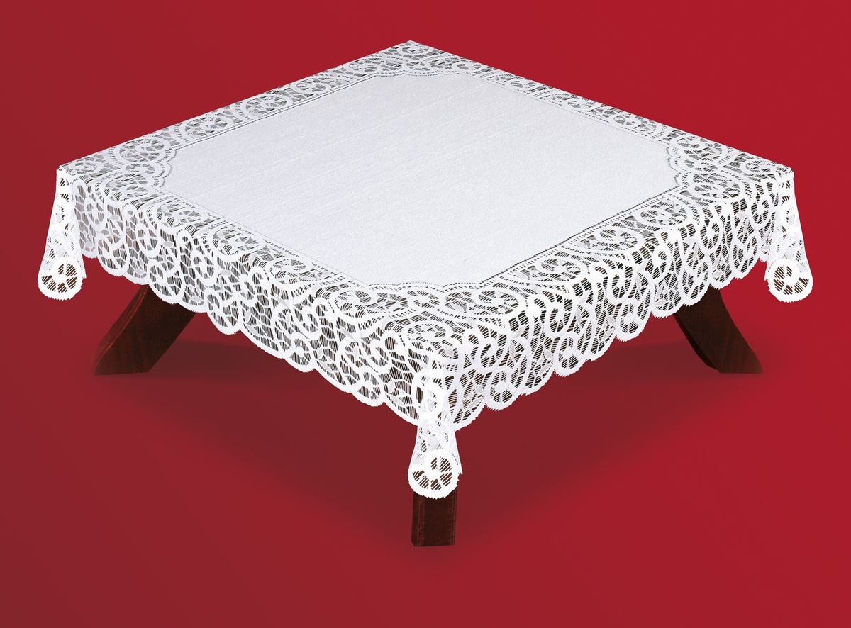 Скатерть Haft, квадратная, цвет: белый, 120 x 120 см. 50642-12050642-120 Скатерть Haft, квадратная, цвет: белый, 120 x 120 см. 50642-12050642-120Великолепная квадратная скатерть Haft, выполненная из полиэстера, органично впишется в интерьер любого помещения, а оригинальный дизайн удовлетворит даже самый изысканный вкус. Скатерть изготовлена из сетчатого материала с ажурным рисунком по краям. Края скатерти ажурные. Скатерть Haft создаст праздничное настроение и станет прекрасным дополнением интерьера гостиной, кухни или столовой.