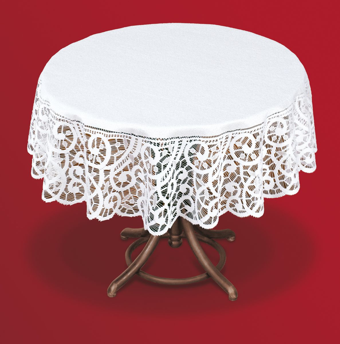 Скатерть Haft, цвет: белый, диаметр 120 см. 50643-12050643-120 Скатерть Haft, цвет: белый, диаметр 120 см. 50643-12050643-120Великолепная круглая скатерть Haft, выполненная из полиэстера, органично впишется в интерьер любого помещения, а оригинальный дизайн удовлетворит даже самый изысканный вкус. Скатерть изготовлена из сетчатого материала с ажурным рисунком по краям. Скатерть Haft создаст праздничное настроение и станет прекрасным дополнением интерьера гостиной, кухни или столовой. Края скатерти ажурные. Диаметр скатерти: 120 см.
