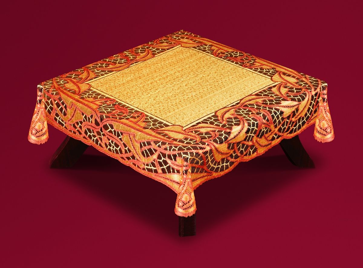 Скатерть Haft Skarb Babuni, квадратная, цвет: оранжево-терракотовый, 120 x 120 см. 50912-12050912-120 терракот Скатерть Haft Skarb Babuni, квадратная, цвет: оранжево-терракотовый, 120 x 120 см. 50912-12050912-120 терракотВеликолепная квадратная скатерть Haft Skarb Babuni, выполненная из полиэстера, органично впишется в интерьер любого помещения, а оригинальный дизайн удовлетворит даже самый изысканный вкус. Скатерть выполнена из сетчатого материала с ажурным рисунком. Скатерть Haft Skarb Babuni создаст праздничное настроение и станет прекрасным дополнением интерьера гостиной, кухни или столовой.