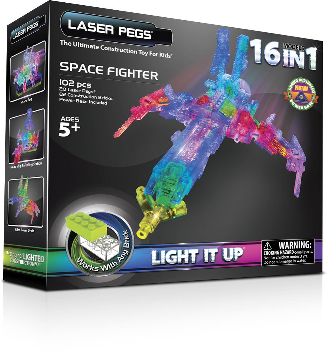 Laser Pegs Конструктор Космос 16 в 19030 Laser Pegs Конструктор Космос 16 в 19030Яркий конструктор Laser Pegs Космос непременно понравится вашему малышу и не позволит ему скучать. С помощью такого конструктора малыш сможет собрать 16 моделей космических кораблей и роботов, руководствуясь инструкцией или полагаясь на свою фантазию. Конструктор выполнен из прочного пластика и включает в себя 82 прозрачных элемента конструктора, 20 элементов со светодиодами, источник питания, провод и подробную инструкцию на русском языке. Набор совместим с другими конструкторами Laser Pegs. Ребенок сможет часами играть с этим конструктором, придумывая разные истории и комбинируя детали. Из элементов разных форм и размеров, а также деталей со встроенными светодиодами ребенок создаст фигурки футуристических ракет и роботов. При выключенном свете модели из этого конструктора выглядит особенно эффектно, фигурку можно использовать как ночник! Игры с конструкторами помогут ребенку развить воображение, внимательность, зрительное восприятие, пространственное...
