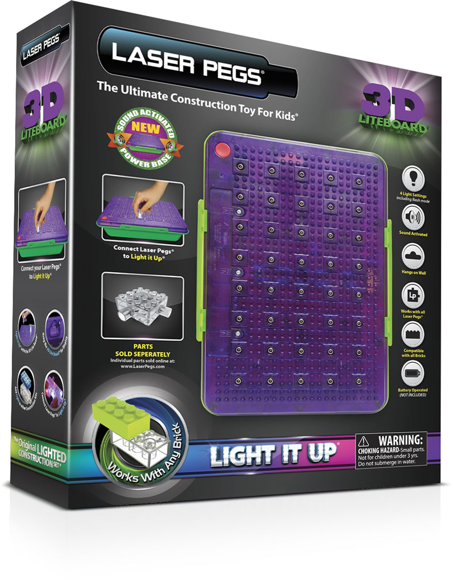 Laser Pegs Световая 3D панель для конструктораLB1105B Laser Pegs Световая 3D панель для конструктораLB1105BСветовая 3D панель для конструктора Laser Pegs - это великолепное дополнение к любому набору световых конструкторов Laser Pegs. Световая панель разнообразит игры малыша и предоставит ему неограниченный простор для творчества. Световая панель имеет 3 режима свечения: стандартный, мерцающий, и быстрое мерцание. Она оснащена вырубками, позволяющими закрепить ее на стене как в горизонтальном, так и в вертикальном положении. Световая 3D панель совместима со всеми конструкторами Laser Pegs. С ее помощью малыш сможет не только строить по образцу, приведенному в инструкции, но и следовать собственному воображению и создавать что-то совершенно новое! Игры с конструкторами помогут ребенку развить воображение, внимательность, зрительное восприятие, пространственное мышление и творческие способности, а также уверенность в себе и коммуникативные навыки. Необходимо докупить 3 батарейки напряжением 1,5V типа АА (не входят в комплект).