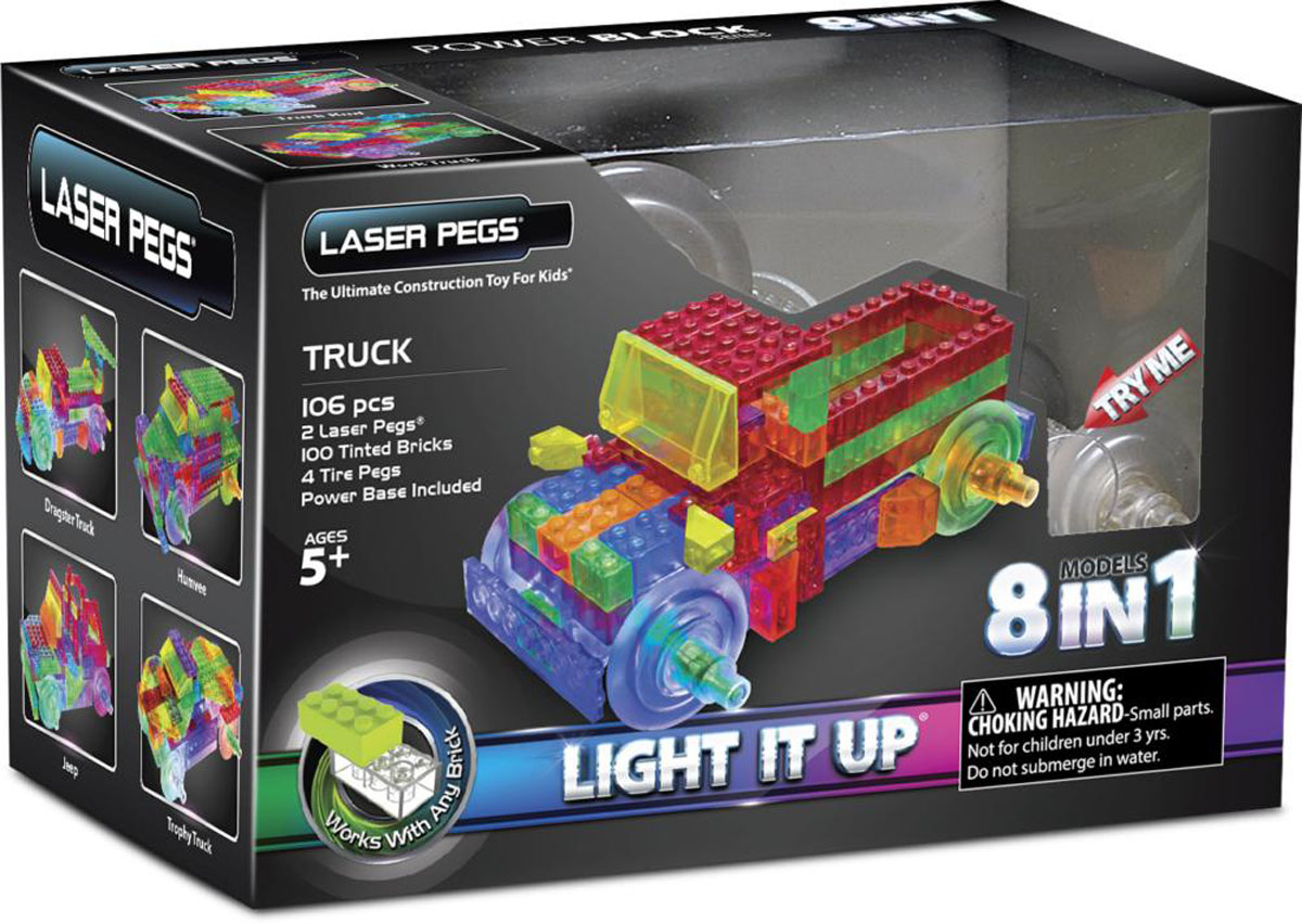 Laser Pegs Конструктор Грузовик 8 в 1PB1430B Laser Pegs Конструктор Грузовик 8 в 1PB1430BПостройте свою неповторимую модель и включите двигатель! Яркий конструктор Laser Pegs Грузовик - отличный подарок для вашего ребенка. С помощью такого конструктора он сможет собрать сразу шесть моделей автомобильной техники! В комплекте вы также найдете базу питания, при включении которой подсвечивается вся построенная конструкция, и схематичную инструкцию по сборке. Соединяйте этот набор с другими конструкторами Laser Pegs Lego или Magformers и стройте без ограничения! Новые виды транспорта, фантастические монстры и волшебные животные - все это становится возможным. Конструктор Laser Pegs Грузовик - это органичное сочетание классики и новых технологий! Этот конструктор придется по душе каждому - одни останутся довольными высоким качеством изделия, вторых порадуют отличные развивающие функции, третьих приведет в восторг оригинальная идея подсветки конструктора! Игры с конструкторами способствуют формированию творческих, пространственных и логических навыков,...