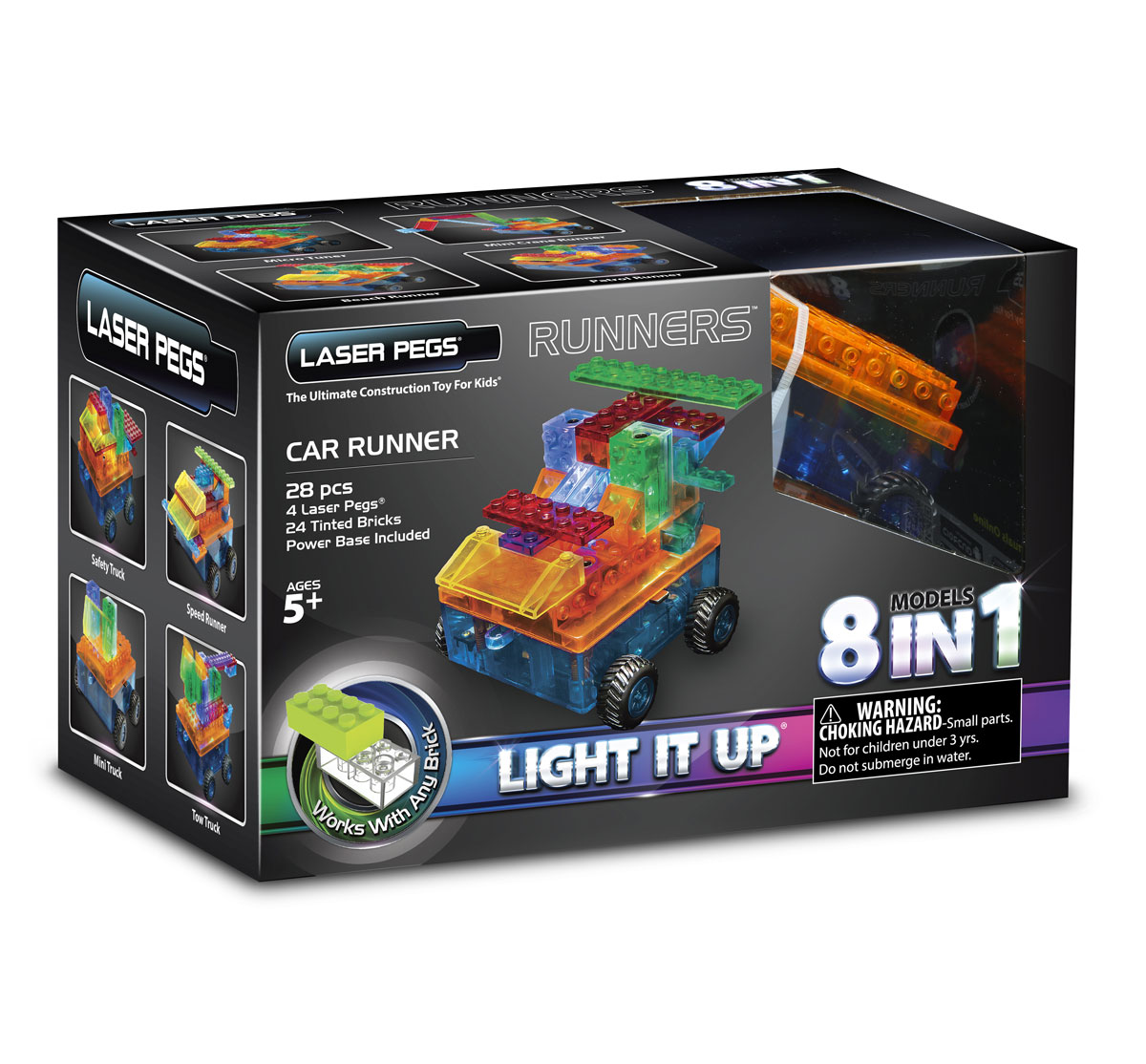 Laser Pegs Конструктор Военная машина 8 в 1RN1320B Laser Pegs Конструктор Военная машина 8 в 1RN1320BПостройте свою неповторимую модель и включите «двигатель»!Яркий конструктор Laser Pegs Военная машина непременно понравится вашему малышу и не позволит ему скучать. С помощью такого конструктора малыш сможет собрать 8 разных моделей боевого транспорта, руководствуясь инструкцией или полагаясь на свою фантазию. Конструктор выполнен из прочного пластика и включает в себя 24 прозрачных элемента конструктора, 4 элемента со светодиодами, приводную базу и подробную инструкцию на русском языке. У игрушки есть 4 режима: выключение питания, при котором можно играть, как с обычным конструктором; освещение; освещение во время движения; мигание во время движения. Ребенок также имеет возможность управлять скоростью модели. Набор совместим с другими конструкторами Laser Pegs. Ребенок сможет часами играть с этим конструктором, придумывая разные истории и комбинируя детали. Из элементов разных форм и размеров, и деталей со встроенными светодиодами ребенок создаст фигурки...