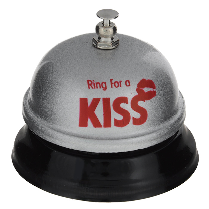 Звонок настольный Эврика Ring For A Kiss, цвет: серебристый95088 Звонок настольный Эврика Ring For A Kiss, цвет: серебристый95088Механический настольный звонок Эврика Ring For A Kiss изготовлен из металла. С его помощью вы можете оповещать ваших близких о своих желаниях. Этот звонок будет отличным подарком, который принесет хорошее настроение. Материал: металл.