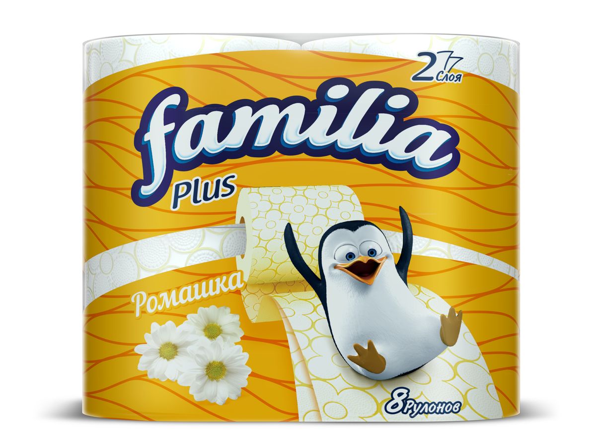 Туалетная бумага Familia Plus Ромашка ароматизированная, двухслойная, цвет: белый, 8 рулонов15294 Туалетная бумага Familia Plus Ромашка ароматизированная, двухслойная, цвет: белый, 8 рулонов15294Двухслойная туалетная бумага Familia Plus Ромашка изготовлена из целлюлозы высшего качества. Листы оформлены тисненым рисунком в виде ромашек. Мягкая, нежная, но в тоже время прочная, бумага не расслаивается и отрывается строго по линии перфорации. Бумага ароматизированная. Туалетная бумага Familia Plus Ромашка предназначена для тех, кто хочет, чтобы ванная была самая уютная на свете, а нежный аромат ромашки поднимет вам настроение. Товар сертифицирован. Материал: 100% целлюлоза. Количество листов (в одном рулоне): 150 шт. Количество слоев: 2. Размер листа: 9,5 см х 12,5 см. Длина рулона: 18,8 м.