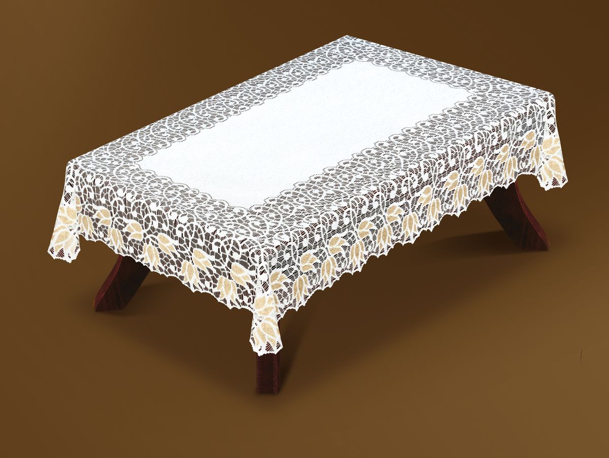 Скатерть Haft Gold Line, прямоугольная, цвет: белый, золотистый, 130 x 180 см. 221070/130221070/130 Скатерть Haft Gold Line, прямоугольная, цвет: белый, золотистый, 130 x 180 см. 221070/130221070/130Великолепная прямоугольная скатерть Haft Gold Line, выполненная из полиэстера, органично впишется в интерьер любого помещения, а оригинальный дизайн удовлетворит даже самый изысканный вкус. Скатерть изготовлена из сетчатого материала с ажурным цветочным рисунком по краям. Края скатерти ажурные. Скатерть Haft Gold Line создаст праздничное настроение и станет прекрасным дополнением интерьера гостиной, кухни или столовой.