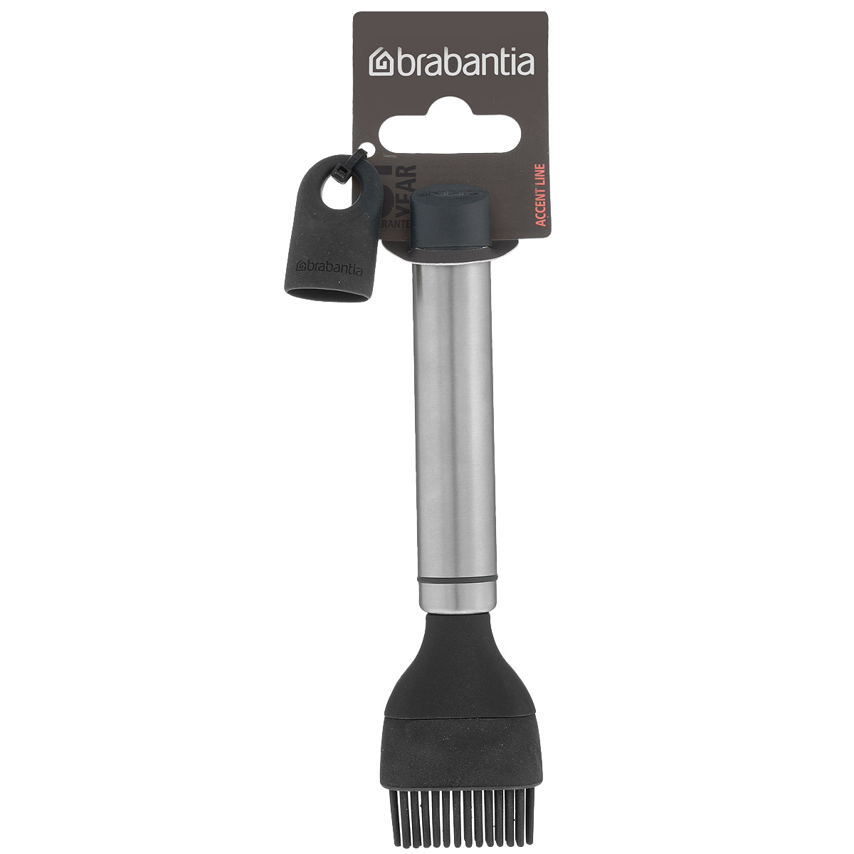 Кисть кондитерская Brabantia, малая, длина 17 см463921 Кисть кондитерская Brabantia, малая, длина 17 см463921Кондитерская кисть Brabantia - незаменимый аксессуар на кухне любого кондитера. Рабочая поверхность выполнена из пластика и эластичного огнеупорного силикона (макс. 280°C). Безопасна для посуды с антипригарным покрытием: не оставляет царапин на формах, сковородах и кастрюлях. Короткий ворс обеспечивает удобное смазывание форм. Рукоятка выполнена из нержавеющей стали с матовой полировкой. В комплекте съемный силиконовый колпачок черного цвета для рукоятки. Используя съемные колпачки разных цветов, вы можете создавать свой оригинальный стиль. Можно мыть в посудомоечной машине. Длина кисти: 17 см. Ширина рабочей поверхности: 3,5 см. Высота ворса: 1,5 см.