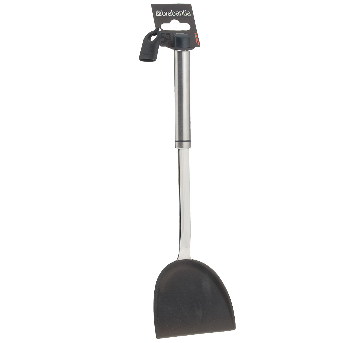 Лопатка Brabantia, длина 35 см463907 Лопатка Brabantia, длина 35 см463907Лопатка Brabantia изготовлена из высококачественной нержавеющей стали. Рабочая поверхность изделия имеет силиконовое покрытие, благодаря чему лопатка безопасна для посуды с антипригарным покрытием: не оставляет царапин на формах, сковородах и кастрюлях. Хорошо продуманный дизайн, закругленная форма делают эту лопатку незаменимой для использования в вок-сковородах. В комплекте съемный силиконовый колпачок черного цвета для рукоятки. Используя съемные колпачки разных цветов, вы можете создавать свой оригинальный стиль. Можно мыть в посудомоечной машине. Длина лопатки: 35 см. Размер рабочей поверхности: 10 см х 8,5 см.