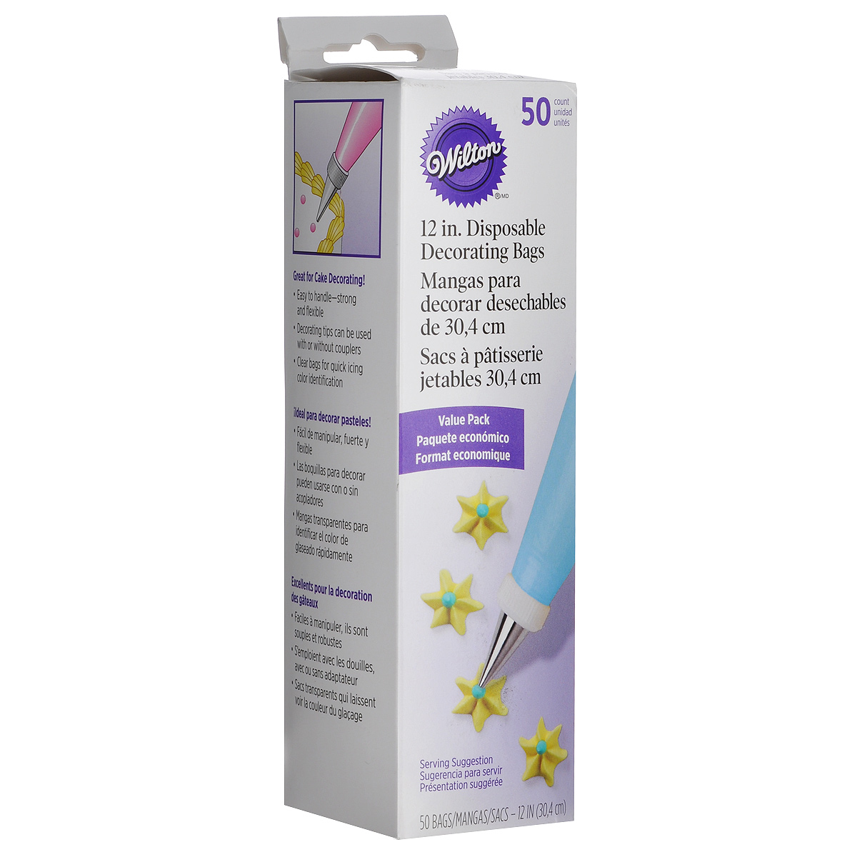 Кондитерские мешки Wilton, одноразовые, 50 штWLT-2104-1273 Кондитерские мешки Wilton, одноразовые, 50 штWLT-2104-1273Компания Wilton гарантирует самое высокое качество своих кондитерских мешков по сравнению с аналогами. Для их изготовления используются наилучшие материалы, так что работать ими максимально удобно. Мешки можно использовать с фиксатором и без него. Они также прекрасно подходят для растапливания шоколада или карамели (Candy Melts) в микроволновой печи. К мешкам подходят все стандартные насадки и фиксаторы. Просто используйте, а затем выбрасывайте! Инструкция прилагается.Данный набор очень выгодный по цене! Имеет удобную упаковку, так что за один раз можно вынуть только один кондитерский мешок. Материал: полиэтилен.