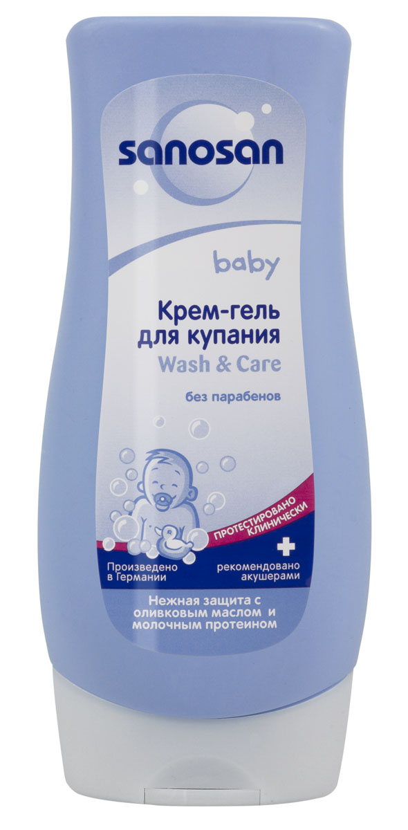 Крем-гель для купания Sanosan baby, 400 мл985261 Крем-гель для купания Sanosan baby, 400 мл985261Крем-гель для купания Sanosan baby с помощью особо мягких моющих компонентов растительного происхождения очищает нежную детскую кожу бережнее любого мыла. Входящие в состав активные добавки оливкового масла, молочного протеина и родственные коже липиды, смягчают и предохраняют кожу от пересушивания, поддерживают ее естественный баланс. Средство не содержит парафинового масла и красителей. Крем-гель для купания Sanosan baby пригоден для ежедневного мытья, даже для очень чувствительной кожи. Гипоаллергенно. Активные компоненты: оливковое масло, молочный протеин.