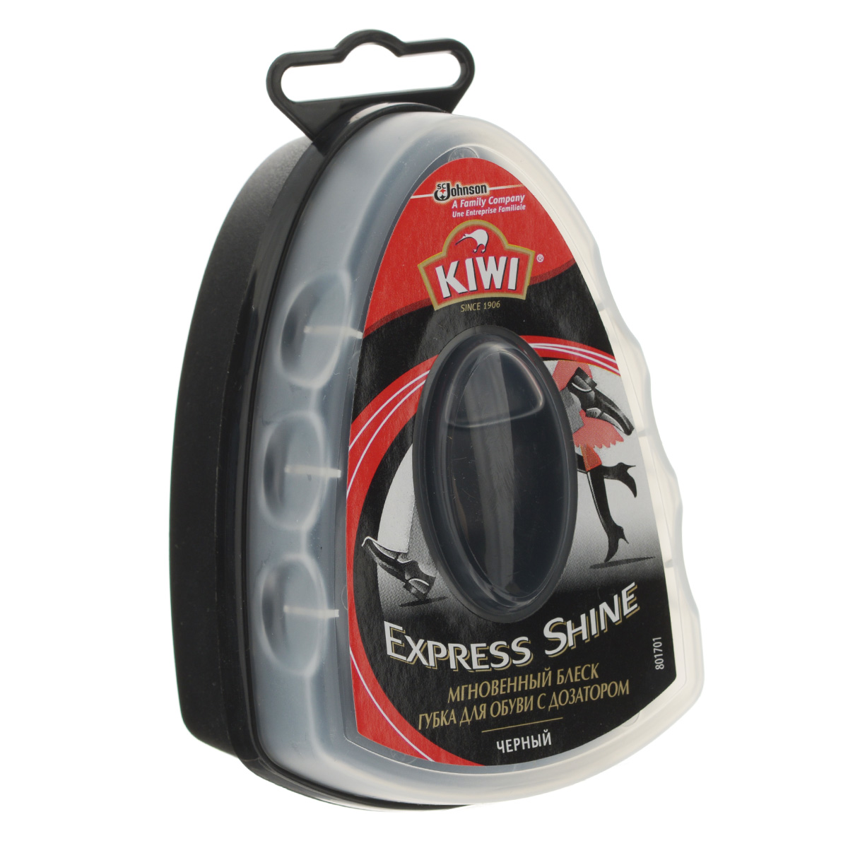 Губка для обуви Kiwi Express Shine, с дозатором, цвет: черный, 7 мл644455 Губка для обуви Kiwi Express Shine, с дозатором, цвет: черный, 7 мл644455Губка для обуви Kiwi Express Shine предназначена для мгновенного ухода за вашей обувью. Губка освежает цвет и придает блеск, подходит для всех видов гладкой и искусственной кожи. Уникальная система контролируемой дозировки выделяет одинаковое количество полирующего состава. Эргономичная форма губки, ребристые боковые поверхности для удобства использования. Губка прочно приклеена к корпусу, не открывается даже при длительном использовании.