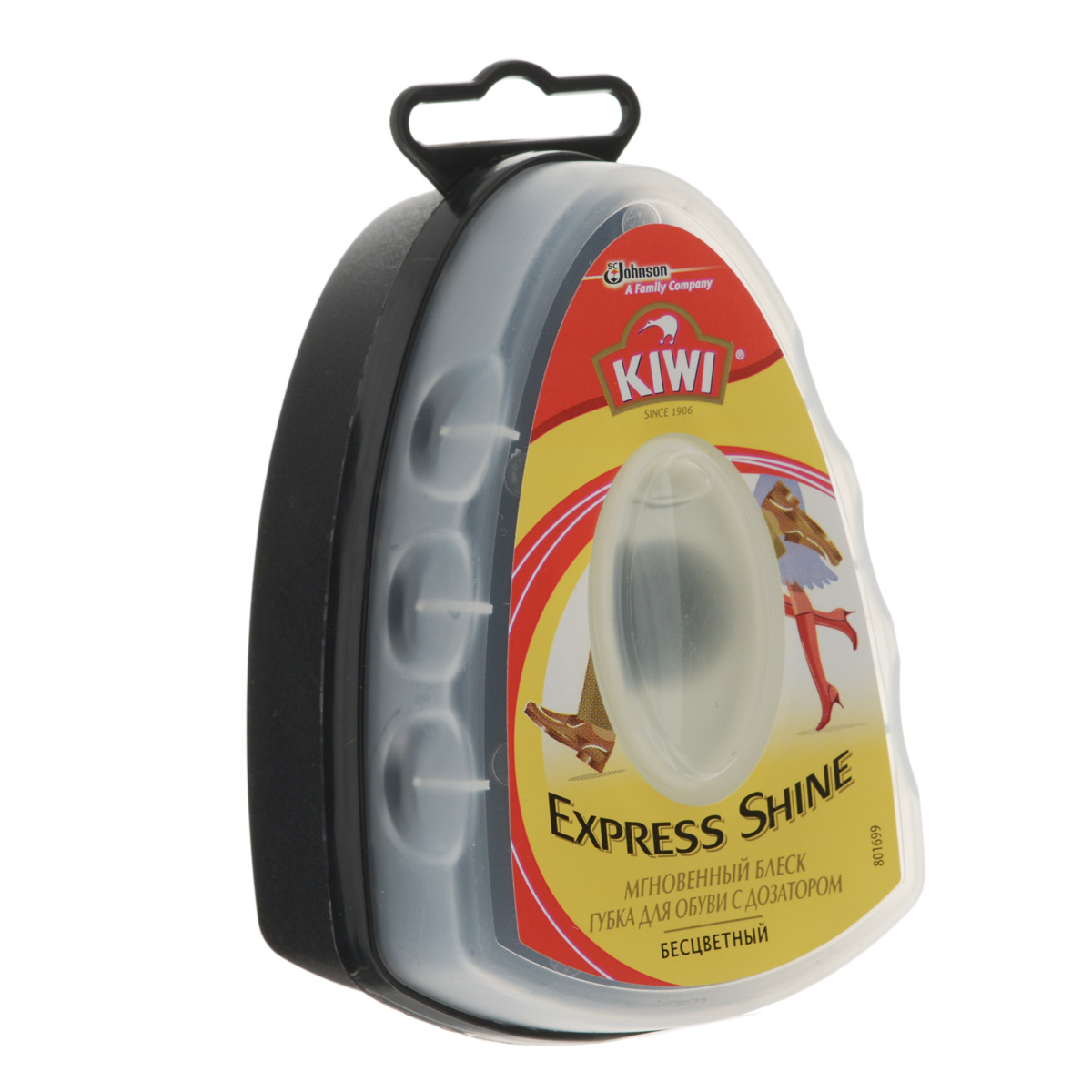 Губка для обуви Kiwi Express Shine, с дозатором, цвет: прозрачный, 7 мл644456 Губка для обуви Kiwi Express Shine, с дозатором, цвет: прозрачный, 7 мл644456Губка для обуви Kiwi Express Shine предназначена для мгновенного ухода за вашей обувью. Губка освежает цвет и придает блеск, подходит для всех видов гладкой и искусственной кожи. Уникальная система контролируемой дозировки выделяет одинаковое количество полирующего состава. Эргономичная форма губки, ребристые боковые поверхности для удобства использования. Губка прочно приклеена к корпусу, не открывается даже при длительном использовании.