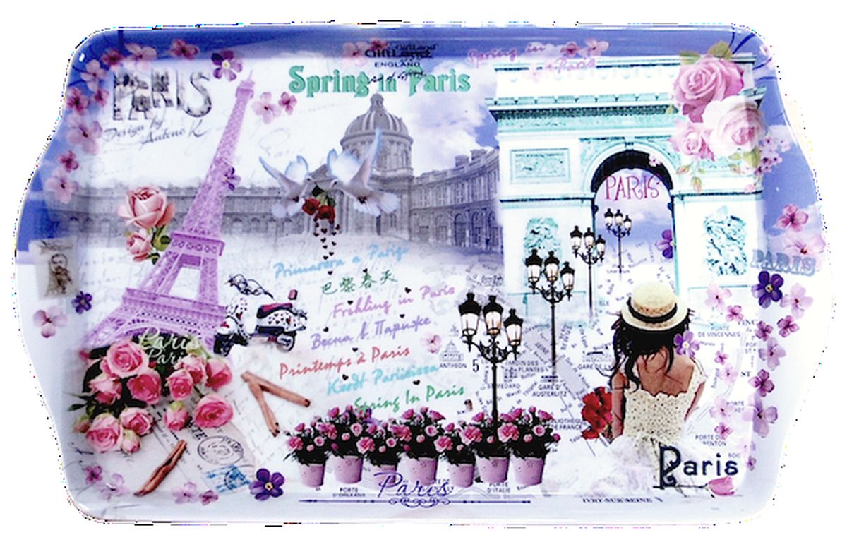 Поднос сервировочный GiftLand Весна в Париже, 38,8 x 24 смML-001 Весна Поднос сервировочный GiftLand Весна в Париже, 38,8 x 24 смML-001 ВеснаПрямоугольный поднос GiftLand Весна в Париже выполнен из высококачественного, жаропрочного пластика и украшен изображением Парижа. Красочный дизайн подноса придаст оригинальность и яркость любой кухне или столовой. Такой поднос станет незаменимым предметом для сервировки стола. Компактный поднос предохранит поверхность стола от грязи и перегрева. Изделие устойчиво к высоким температурам. Можно мыть в посудомоечной машине и использовать в микроволновой печи. Размер подноса: 38,8 см x 24 см. Высота подноса: 2,2 см.