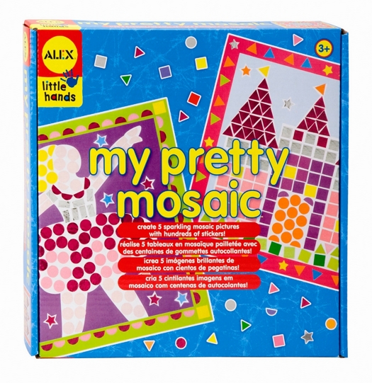 Мозаика Alex My pretty mosaic, 5 в 11404 Мозаика Alex My pretty mosaic, 5 в 11404Мозаика Alex My pretty mosaic даст возможность вашему ребенку и вам своими руками изготовить 5 красочных картин в технике мозаики. В набор уже входит все необходимое для творчества: 5 основ для мозаики, 1460 самоклеящихся элементов различной формы и иллюстрированная инструкция. Рисунки уже нанесены на шаблоны, а процесс создания мозаики несложен и под силу даже ребенку - достаточно приклеить самоклеящиеся элементы мозаики на подходящие по форме и цвету места, и у вас получится оригинальная картина в технике мозаики. Все элементы имеют увеличенные размеры и подойдут для маленьких пальчиков малыша. Мозаика станет отличным украшением, она впишется в любой интерьер, а также станет оригинальным и красивым подарком на любой праздник. Создавать мозаику не только весело, но и полезно - набор великолепно развивает творческие способности и мелкую моторику, а также формирует аккуратность и художественный вкус. Порадуйте своего ребенка таким замечательным подарком!