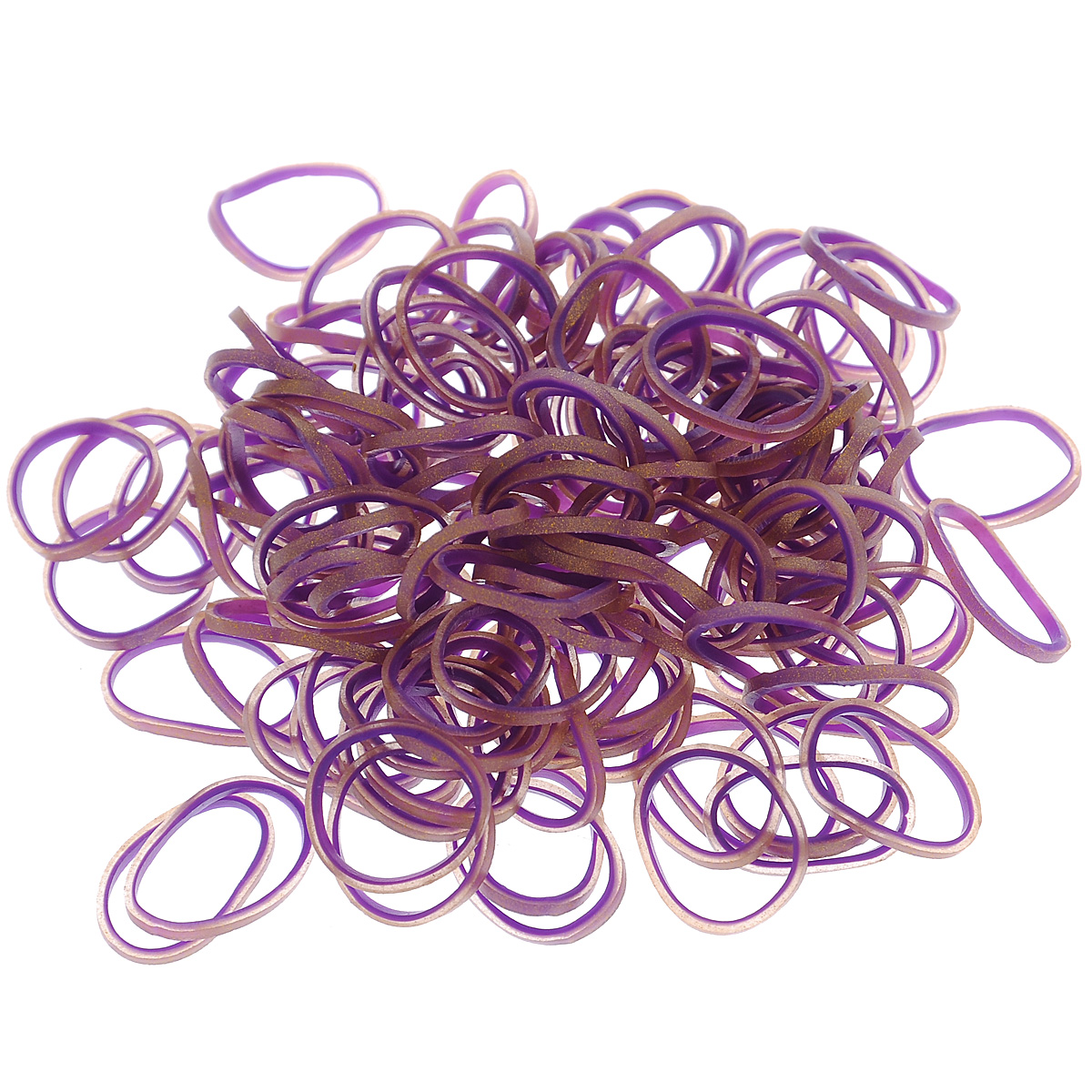Резиночки безлатексные Rainbow Loom, с клипсами, цвет: фиолетовый, золотистый, 600 штBW0022 Резиночки безлатексные Rainbow Loom, с клипсами, цвет: фиолетовый, золотистый, 600 штBW0022Уникальный набор для плетения браслетов из резиночек Rainbow Loom подойдет для всех юных рукодельниц. Самый популярный в мире способ плетения украшений и аксессуаров станет занимательным и очень полезным времяпрепровождением. В набор входит: 600 двухцветных резиночек, 24 с-клипсы. Резиночки, изготовленные из резины, хорошо тянутся, позволяя плести разнообразные узоры. Плетение выполняется руками или крючком. Концы готового браслета удобно соединять специальной клипсой. Персидская коллекция Rainbow Loom - оригинальные цвета с золотистым оттенком, которые оживят любое изделие, сделают его неповторимым и привнесут новую гамму красок в плетение из резиночек. Процесс плетения с резиночками Rainbow Loom развивает творческие способности детей, помогает самовыражению и созданию уникальных творений своими руками.