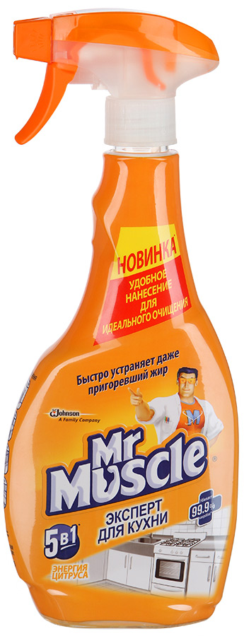 Чистящее и моющее средство Мистер Мускул Энергия цитруса для кухни, 500 мл636914 Чистящее и моющее средство Мистер Мускул Энергия цитруса для кухни, 500 мл636914Чистящее и моющее средство Мистер Мускул Энергия цитруса предназначено для уборки на кухне. Убивает микробы. Эффективно растворяет жир и грязь на кухонных поверхностях: стол, плита, раковин, кафельная плитка, эмалированные раковины и полы (твердые поверхности). Не допускать длительного контакта со средством при очистки поверхностей из дерева, алюминия, а также окрашенных, лакированных, а также поверхностей из неизвестных материалов. Состав: вода, органические растворители, моноэтаноламин, а-ПАВ, отдушка (d-лимонен), алкилдиметилбензиламмоний хлорид. Товар сертифицирован.