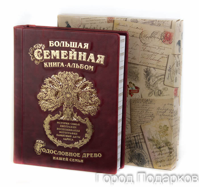Большая Семейная Книга-альбом кожа 26,5х31,5х6,5 см, картонная коробка40408002 Большая Семейная Книга-альбом кожа 26,5х31,5х6,5 см, картонная коробка40408002Книга-альбом включает: DVD – диск - содержит рекомендации по заполнению книги, сертификат для разработки фамильного вензеля, красочные листы-разделители и листы для фотографий, страницы для заполнения. бордовая/коричневая