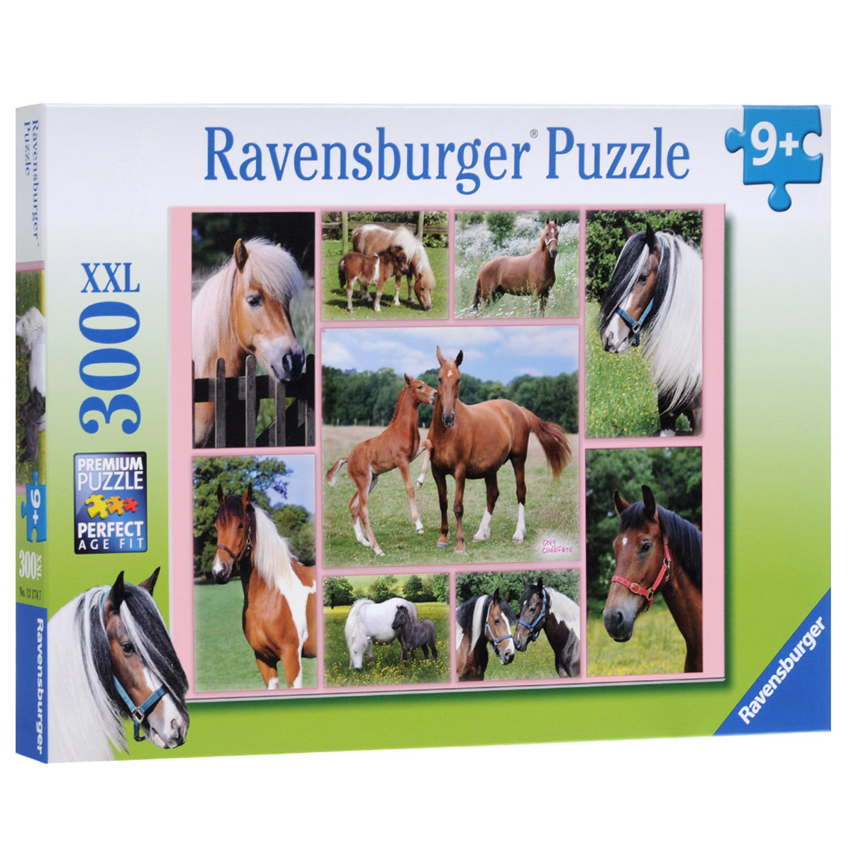 Ravensburger Галерея лошадей. Пазл XXL, 300 элементов13174 Ravensburger Галерея лошадей. Пазл XXL, 300 элементов13174Пазл Ravensburger Галерея лошадей, без сомнения, придется по душе вашему ребенку. Собрав этот пазл, включающий в себя 300 элементов, вы получите великолепную картину. Каждая деталь имеет свою форму и подходит только на своё место. Нет двух одинаковых деталей! Пазл изготовлен из картона высочайшего качества. Все изображения аккуратно отсканированы и напечатаны на ламинированной бумаге. Пазлы - замечательная развивающая игра для детей. Собирание пазла развивает у ребенка мелкую моторику рук, тренирует наблюдательность, логическое мышление, знакомит с окружающим миром, с цветом и разнообразными формами, учит усидчивости и терпению, аккуратности и вниманию.
