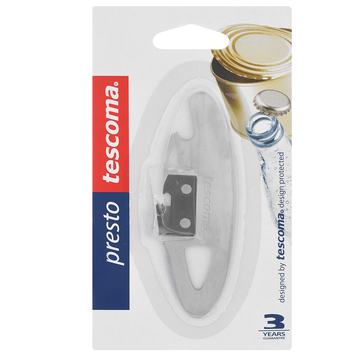 Нож консервный Tescoma Presto, компактный, длина 10,5 см420252 Нож консервный Tescoma Presto, компактный, длина 10,5 см420252Консервный нож Tescoma Presto выполнен из высококачественной нержавеющей стали 18/10. С помощью этого компактного консервного ножа вы сможете без приложения усилий со своей стороны открыть любую жестяную консервную банку. Консервный нож Tescoma Presto займет достойное место среди аксессуаров на вашей кухне. Оригинальный дизайн и качество исполнения не оставят равнодушными ни тех, кто любит готовить, ни опытных профессионалов-поваров. Общая длина ножа: 10,5 см. Компактный консервный нож Tescoma изготовлен из нержавеющей стали. Предназначен для удобного открывания консервов. Так же нож прекрасно подойдет для открывания бутылок с кронен-пробками.
