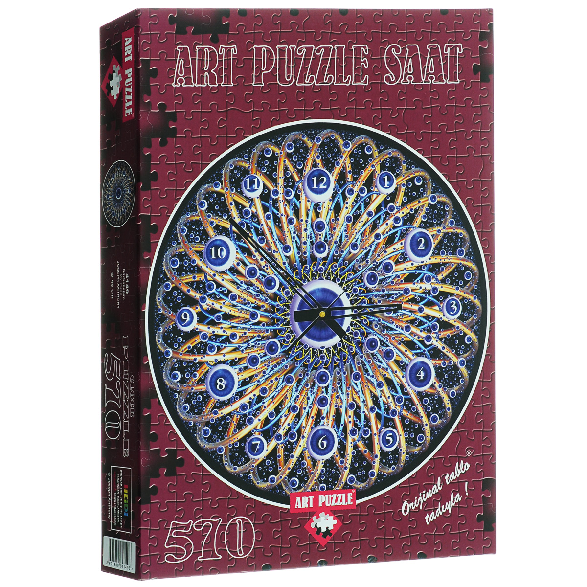 Пузырьки. Пазл-часы, 570 элементов4149 Пузырьки. Пазл-часы, 570 элементов4149Пазл-часы Пузырьки непременно придется вам по душе. Собрав этот пазл, включающий в себя 570 элементов, вы получите не только великолепную картину с изображением абстрактных спиралей и множества пузырьков, но и оригинальные часы, которые станут прекрасным украшением вашей комнаты. В комплект входят 570 элементов пазла, элементы часов, основа для циферблата и клей. Соберите пазл, составив детали в соответствии с изображением на упаковке, а затем склейте его при помощи входящего в комплект клея. После того, как клей высохнет, приклейте готовую картину к картонной основе для циферблата. После полного высыхания установите часовой механизм так, как показано на обратной стороне упаковки - и необычные часы готовы! Пазл - великолепная игра для семейного досуга. Сегодня собирание пазлов стало особенно популярным, главным образом, благодаря своей многообразной тематике, способной удовлетворить самый взыскательный вкус. А для детей это не только интересно, но и полезно. Собирание пазла...