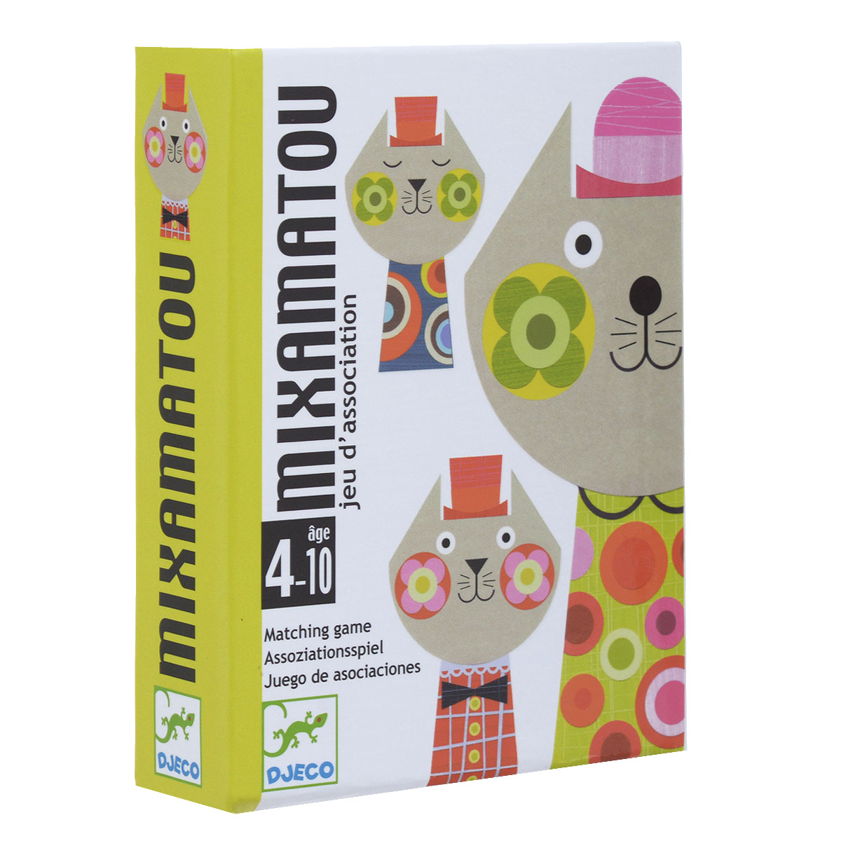Djeco Карточная игра Миксамато05130 Djeco Карточная игра Миксамато05130Настольная карточная Djeco Миксамато - веселая игра на внимательность и сообразительность для самых маленьких. Комплект игры включает 36 красочных карт, оформленных рисунками в виде забавных кошек, и правила игры на русском языке. Цель игры – составить различные варианты кошек таким образом, чтобы первым избавиться от всех карточек. Такая же шапочка, такие же щечки или такая же кофточка: три способа соединять котиков и сбрасывать карты, чтобы выиграть. Тот, у кого не осталось ни одной карточки, и становится победителем. Все изображения созданы современными французскими художниками. Рекомендуемый возраст: от 4 до 10 лет. Продолжительность игры: 10 минут.