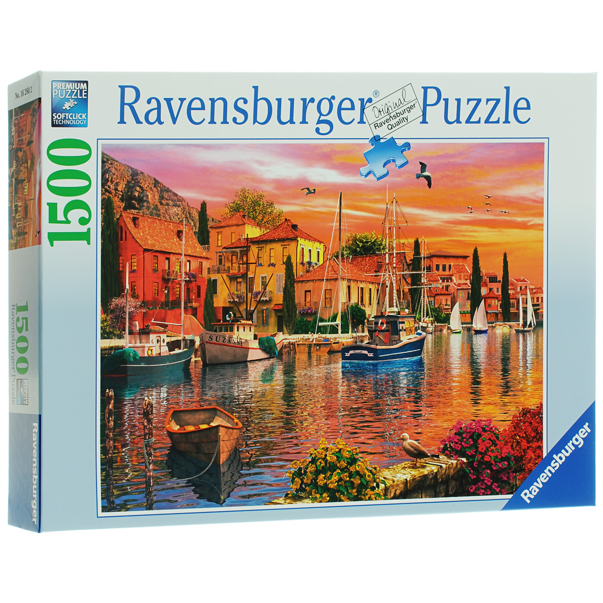 Ravensburger Средиземноморье. Пазл, 1500 элементов16280 Ravensburger Средиземноморье. Пазл, 1500 элементов16280Пазл Ravensburger Средиземноморье понравится и вам, и вашему ребенку. Собрав этот пазл, включающий в себя 1500 элементов, вы получите замечательный постер с изображением приморского городка. Пазл изготовлен из картона высочайшего качества. Каждая деталь имеет свою форму и подходит только на свое место. Softclick технология гарантирует 100% соединение деталей. Изображение аккуратно отсканировано и напечатано на ламинированной бумаге. Пазл - великолепная игра для семейного досуга. Сегодня собирание пазлов стало особенно популярным, главным образом, благодаря своей многообразной тематике, способной удовлетворить самый взыскательный вкус. А для детей это не только интересно, но и полезно. Собирание пазла развивает мелкую моторику у ребенка, тренирует наблюдательность, логическое мышление, знакомит с окружающим миром, с цветом и разнообразными формами.