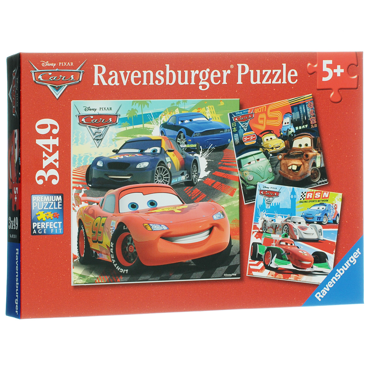 Ravensburger Тачки: веселые гонки по миру. Пазл, 3 х 49 элементов09281 Ravensburger Тачки: веселые гонки по миру. Пазл, 3 х 49 элементов09281Пазл Ravensburger Тачки: веселые гонки по миру, несомненно, понравится вашему ребенку. Собрав пазлы, каждый из которых включает по 49 элементов, вы получите три замечательные картинки с изображением героев мультфильма Тачки. Пазл изготовлен из картона высочайшего качества. Каждая деталь имеет свою форму и подходит только на свое место. Все изображения аккуратно отсканированы и напечатаны на ламинированной бумаге. Пазлы - замечательная развивающая игра для детей. Собирание пазла развивает у ребенка мелкую моторику рук, тренирует наблюдательность, логическое мышление, знакомит с окружающим миром, с цветом и разнообразными формами, учит усидчивости и терпению, аккуратности и вниманию.
