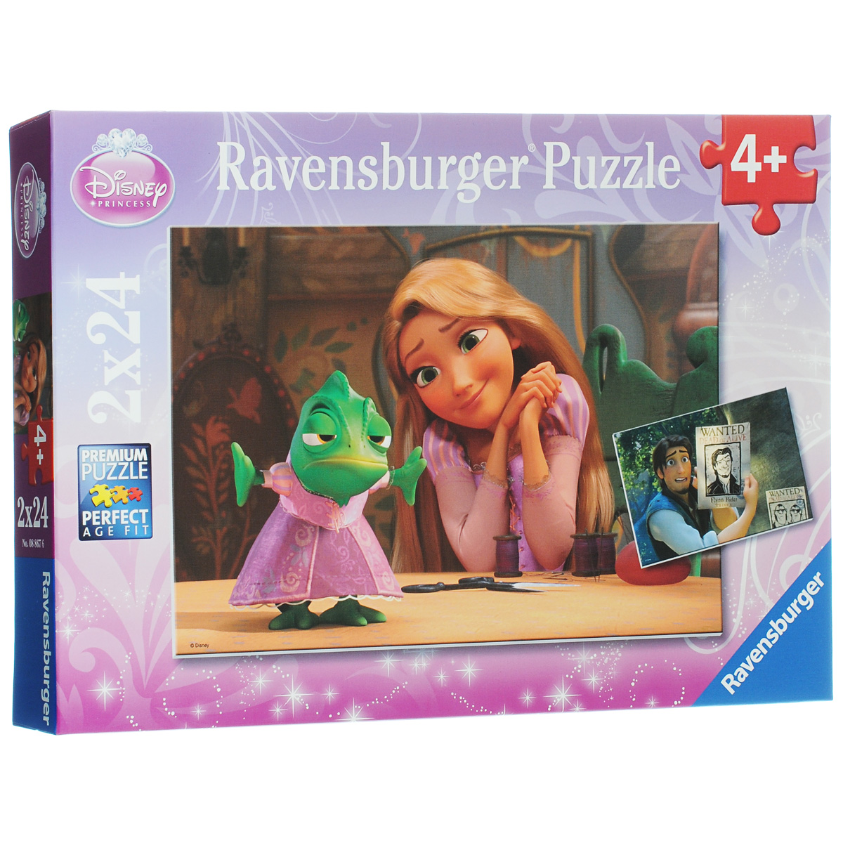 Ravensburger Рапунцель. Пазл, 2 х 24 элемента08867 Ravensburger Рапунцель. Пазл, 2 х 24 элемента08867Пазл Ravensburger Рапунцель, несомненно, понравится вашему ребенку. Собрав пазлы, каждый из которых включает по 24 элемента, вы получите 2 замечательные картинки с изображением Рапунцель и ее питомца-хамелеона, а также Флинна Райдера с плакатом. Пазл изготовлен из картона высочайшего качества. Каждая деталь имеет свою форму и подходит только на свое место. Все изображения аккуратно отсканированы и напечатаны на ламинированной бумаге. В комплект также входят 2 мини-плаката. Пазлы - замечательная развивающая игра для детей. Собирание пазла развивает у ребенка мелкую моторику рук, тренирует наблюдательность, логическое мышление, знакомит с окружающим миром, с цветом и разнообразными формами, учит усидчивости и терпению, аккуратности и вниманию. Детские пазлы Ravensburger идеально подходят для малышей и позволяют им развить важные навыки, которые непременно пригодятся им во взрослой жизни.