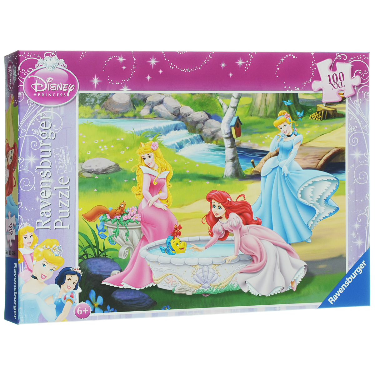 Ravensburger Принцессы в саду. Пазл XXL, 100 элементов10639 Ravensburger Принцессы в саду. Пазл XXL, 100 элементов10639Пазл Ravensburger Принцессы в саду обязательно понравится вашему ребенку. Собрав этот пазл, включающий в себя 100 крупных элементов, вы получите замечательную картинку с изображением принцесс из любимых диснеевских мультфильмов. Пазл изготовлен из картона высочайшего качества. Каждая деталь имеет свою форму и подходит только на свое место. Пазлы - замечательная развивающая игра для детей. Собирание пазла развивает у ребенка мелкую моторику рук, тренирует наблюдательность, логическое мышление, знакомит с окружающим миром, с цветом и разнообразными формами, учит усидчивости и терпению, аккуратности и вниманию.