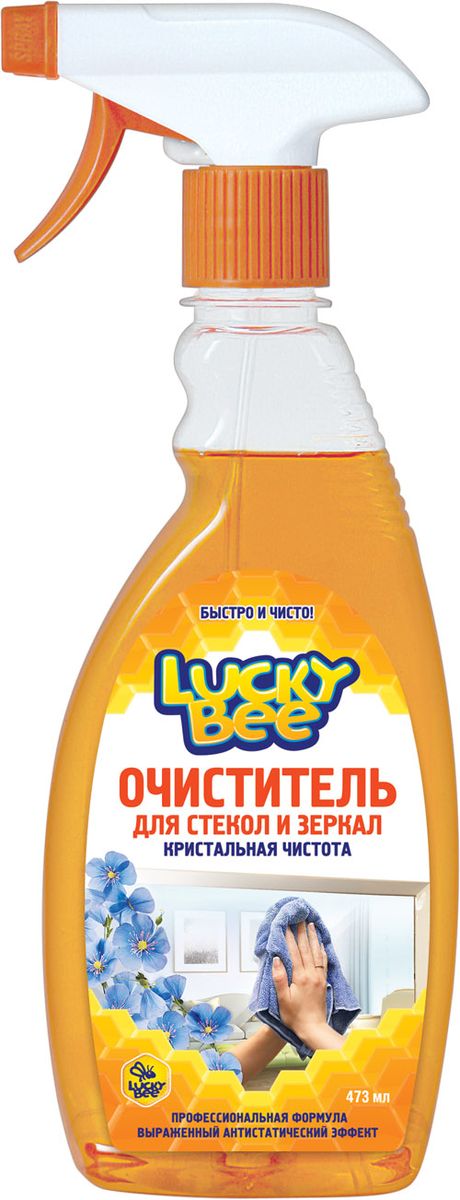 Очиститель Lucky Bee "Кристальная чистота" для стекол и зеркал, 473 мл