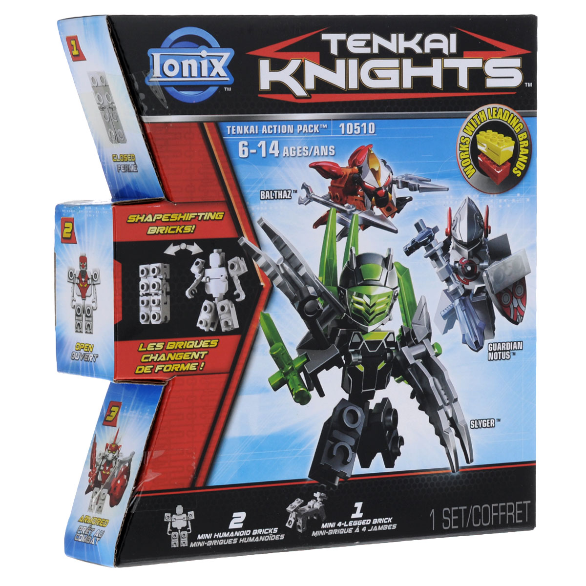 Боевой набор мини-фигурок Tenkai Knights Balthaz, Guarian Notus, Slyger64708_10510 Боевой набор мини-фигурок Tenkai Knights Balthaz, Guarian Notus, Slyger64708_10510Боевой набор мини-фигурок Tenkai Knights Balthaz, Guarian Notus, Slyger собирается как конструктор. Из 45 ярких пластиковых элементов вы сможете собрать три мини-фигурки боевых роботов Balthaz, Guarian Notus и Slyger. Схематичная инструкция поможет собрать этот конструктор быстро и точно. Порадуйте своего ребенка таким великолепным подарком! Рекомендуемый возврат: от 6 до 14 лет.