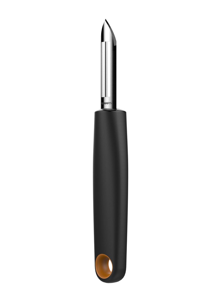 Овощечистка Fiskars Functional Form, с фиксированным лезвием, 17 см1014418 Овощечистка Fiskars Functional Form, с фиксированным лезвием, 17 см1014418Овощечистка Fiskars Functional Form предназначена для чистки моркови, белой спаржи и других овощей удлиненной формы. Кончик ножа очень удобен для удаления глазков. Эргономичная ручка с мягким захватом является безопасной. Также есть небольшая петля, с помощью которой вы можете подвесить овощечистку у себя на кухне в удобном месте. Общая длина ножа: 17 см. Длина ручки: 11 см. Длина лезвия: 6 см.