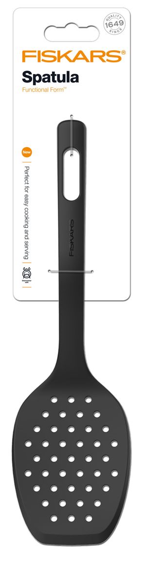 Лопатка Fiskars, длина 29 см1014447 Лопатка Fiskars, длина 29 см1014447Гибкая лопатка Fiskars с отверстиями и острым краем, выполнена из высококачественного пластика. Жаропрочный пластик не царапает покрытие кастрюли и сковородки. Изделие идеально подходит для приготовления и подачи пищи. Лопатка Fiskars станет отличным дополнением к коллекции ваших кухонных аксессуаров. Длина лопатки: 29 см. Размер рабочей поверхности: 8 см х 11 см.