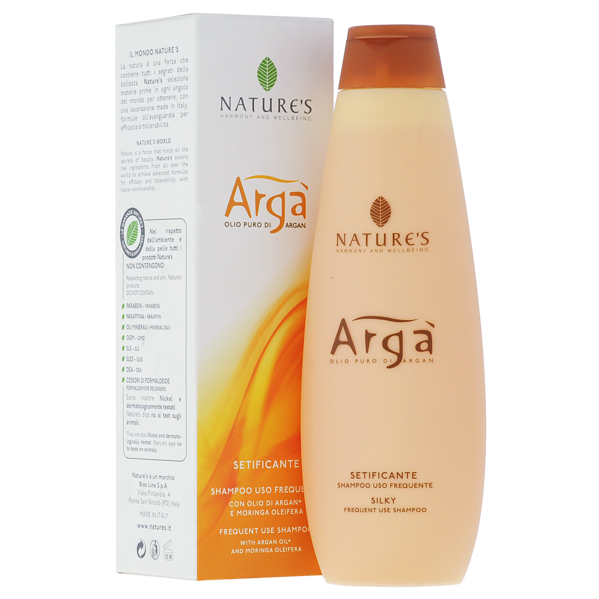 Шампунь Natures Arga, для частого использования, 200 мл60150921 Шампунь Natures Arga, для частого использования, 200 мл60150921Шампунь Natures Arga рекомендуется для ухода за поврежденными, слабыми, тонкими волосами. Шампунь обладает восстанавливающим, антистрессовым эффектом. Питает, увлажняет, наполняет волосы силой, оставляя их мягкими, шелковистыми и сияющими. Тонизирует и успокаивает кожу головы. Благодаря эфирному маслу лицеи, придает приятное ощущение свежести и благополучия. Предназначен для частого использования.