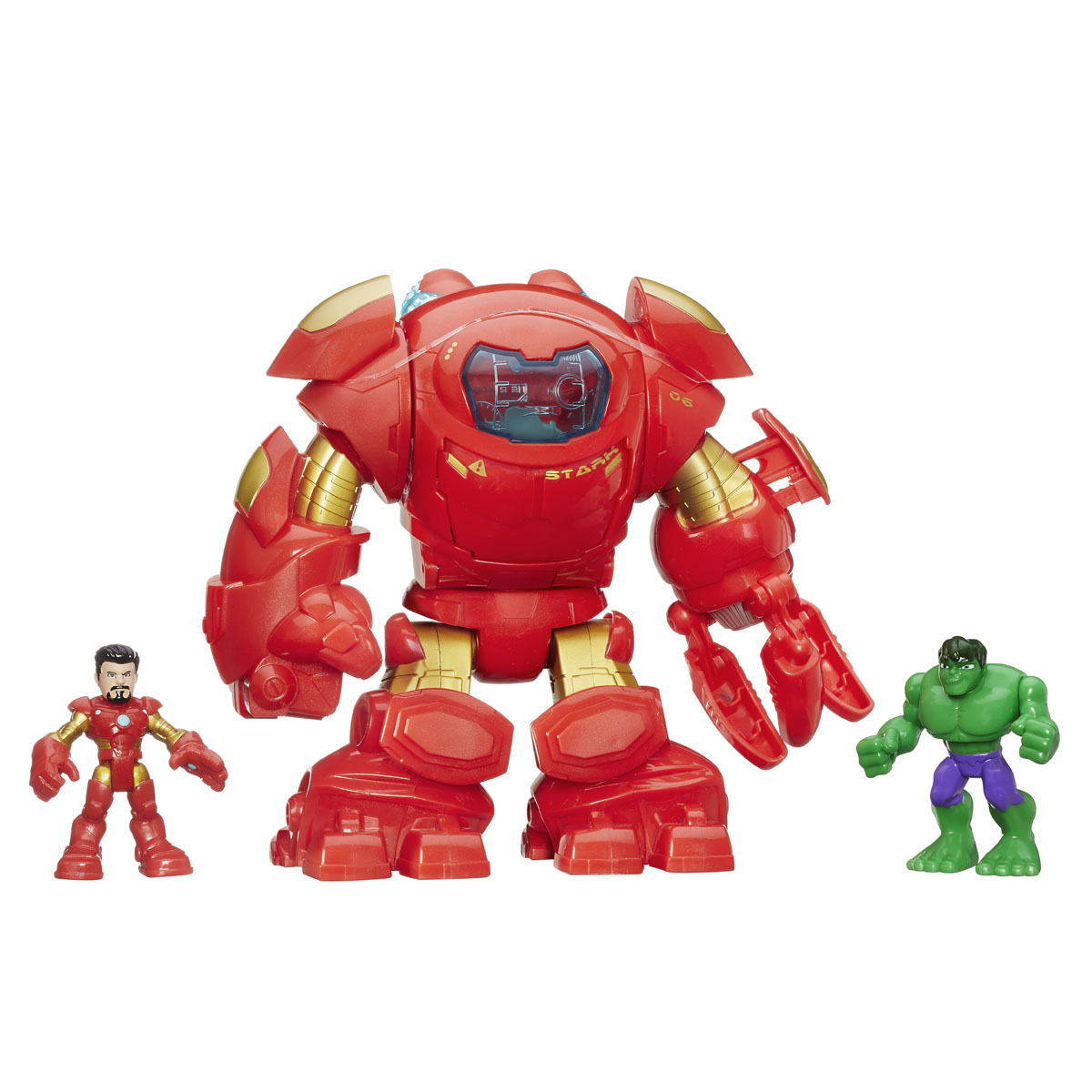 Набор фигурок Super Hero Adventures: Star Tech Armour, 3 штB0138EU40 Набор фигурок Super Hero Adventures: Star Tech Armour, 3 штB0138EU40Набор фигурок Super Hero Adventures: Star Tech Armour состоит из маленьких фигурок Железного Человека и Халка и большой фигурки Охотника на Халка. Фигурки выполнены из яркого пластика. Конечности фигурок подвижны, что позволит придавать героям различные позы. В кисть левой руки Охотника можно вложить фигурку Халка. При нажатии кнопки на этой руке кисть начнет быстро вращаться. Эти фигурки непременно понравятся маленькому поклоннику комиксов и станут замечательным украшением любой коллекции. Рекомендуемый возраст: от 3 до 7 лет.