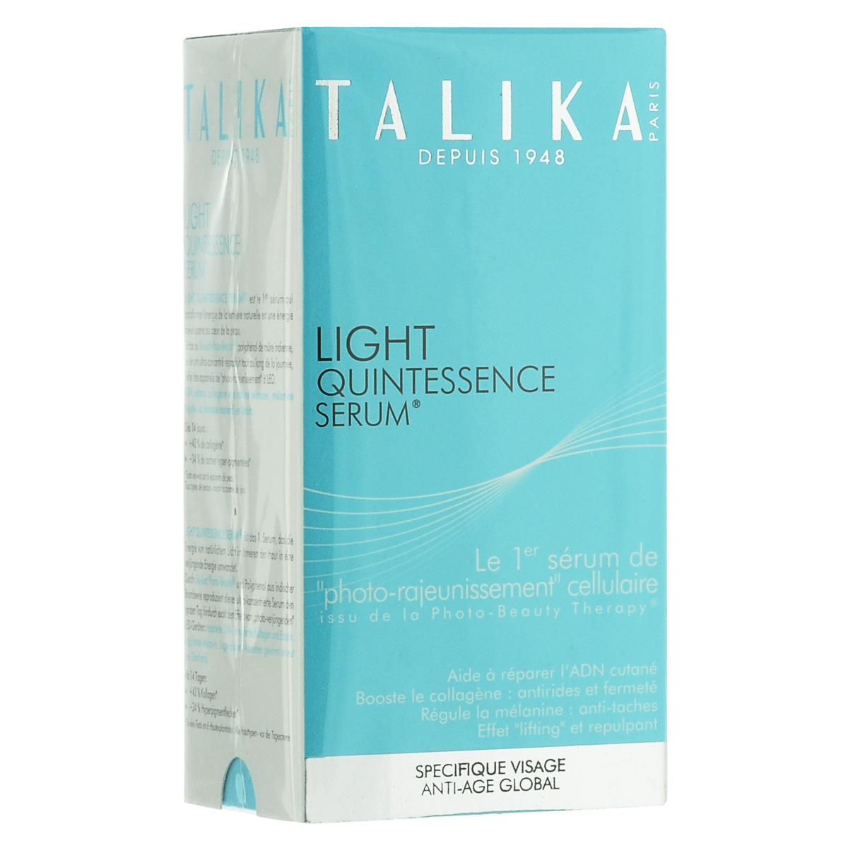 Talika Сыворотка для лица, антивозрастная, 30 мл790250 Talika Сыворотка для лица, антивозрастная, 30 мл790250Сыворотка для лица антивозрастная борется с морщинами. Выравнивает цвет лица и наполняет кожу энергией. Мгновенно увлажняет кожу и повышает её плотность. Интенсивно питает кожу. Наносить утром на безупречно очищенную кожу лица, шеи и области декольте перед использованием дневного крема.