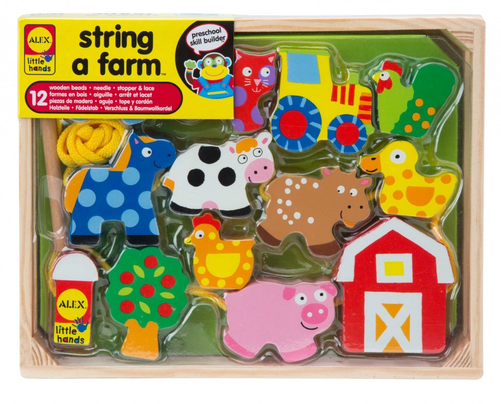 Игра-шнуровка Alex String a Farm1486F Игра-шнуровка Alex String a Farm1486FЯркая игра-шнуровка Alex String a Farm надолго займет внимание вашего ребенка и не позволит ему скучать. Цель игры - нанизать на шнурок красочные элементы, оформленные различными рисунками в виде животных, дерева, трактора и домика. Ребенку будет интересно каждый раз менять последовательность фигурок. К концу шнурка прикреплена удобная деревянная иголка, с помощью которой легко продеть шнурок в отверстие фигурки. В комплект входят шнурок и 12 фигурок. Элементы игры выполнены из натурального дерева, выкрашенного безопасными красками. Хранится игра в открытой деревянной коробке. Благодаря игре в шнуровку пальцы и кисти приобретают хорошую подвижность, гибкость, исчезает скованность движений. Выработка этих полезных навыков в обстановке игры является хорошей подготовкой к письму. Игра-шнуровка поможет малышу развить не только мелкую моторику, но и логическое мышление, глазомер, научит аккуратности и усидчивости.