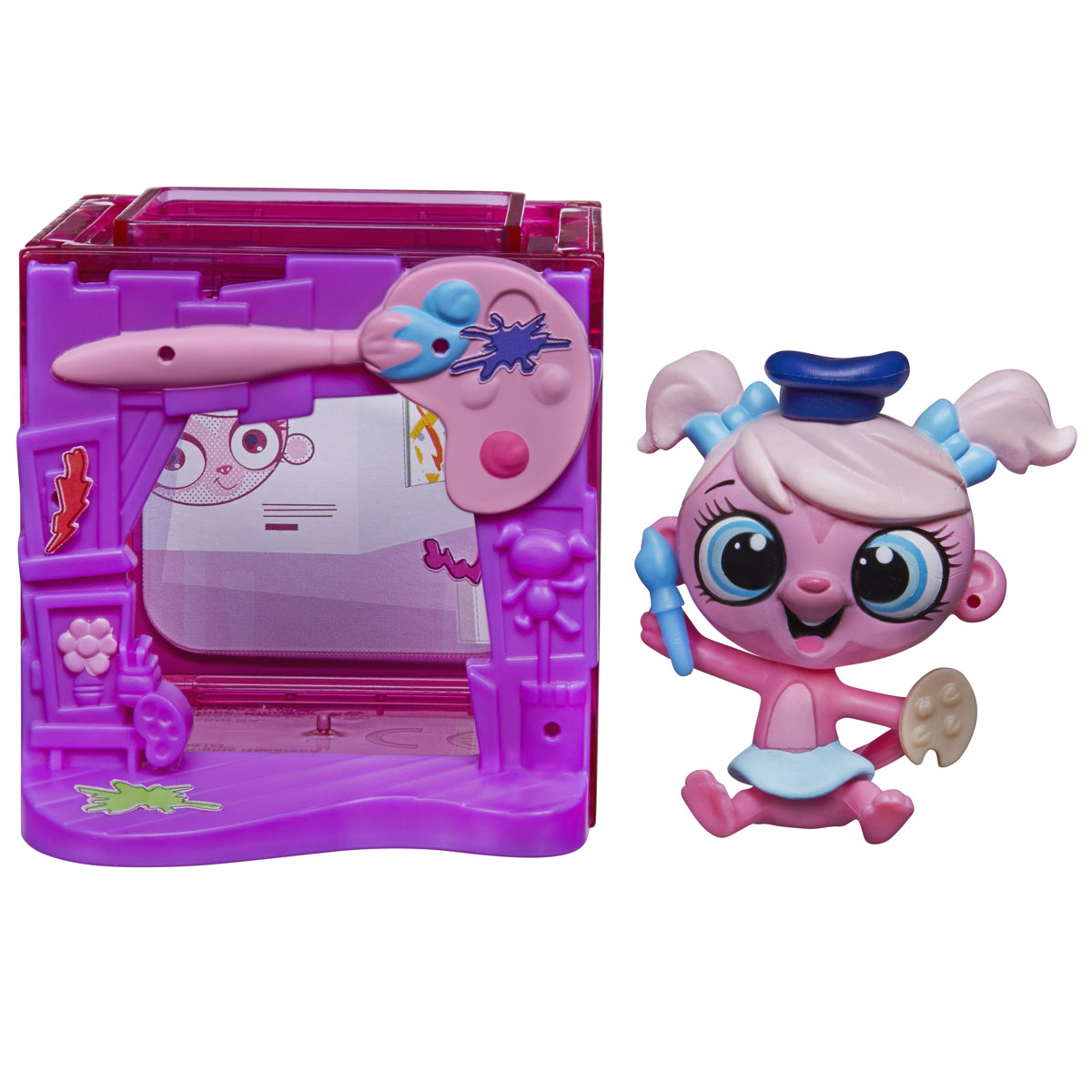 Littlest Pet Shop Игровой набор Minka MarkB0112_B3807_Solid Littlest Pet Shop Игровой набор Minka MarkB0112_B3807_SolidЯркий игровой набор Littlest Pet Shop Minka Mark привлечет внимание вашей малышки и не позволит ей скучать. Набор включает в себя домик с красочным фасадом, 3 аксессуара в виде кисти, палитры и шапочки художника, тематические наклейки и фигурку очаровательной обезьянки с большими глазками. Голова игрушки подвижна. Благодаря маленьким размерам фигурки ребенок сможет брать ее с собой на прогулку или в гости. Набор совместим с другими наборами Littlest Pet Shop - соберите веселых друзей, и вы сможете составить их домики в настоящий звериный городок! Домики зверюшек соединяются по вертикали и по горизонтали. Порадуйте свою малышку таким замечательным подарком, и она проведет множество увлекательных часов, играя с ним и придумывая свои удивительные истории!