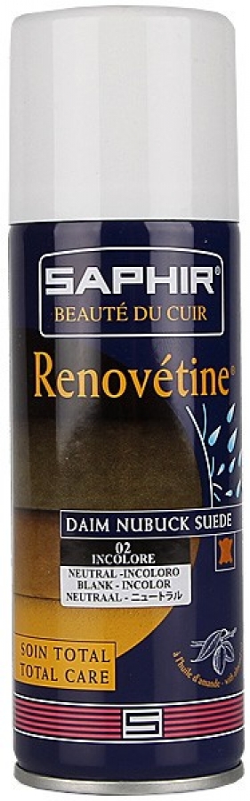 Аэрозоль-краситель для замши Saphir Renovetine, цвет: бесцветный, 250 млУТ00000968143 Аэрозоль-краситель для замши Saphir Renovetine, цвет: бесцветный, 250 млУТ00000968143Аэрозоль-краситель Saphir Renovetine обладает сильным окрашивающим и водоотталкивающим эффектом. Аэрозоль эффективно восстанавливает цвет, очищает и препятствует образованию пятен от воды, снега, соли. Средство предназначено для ухода за изделиями из всех видов замши, нубука, велюра. Состав: пропан/бутан, пигменты, смолы, масла. Объем: 250 мл.