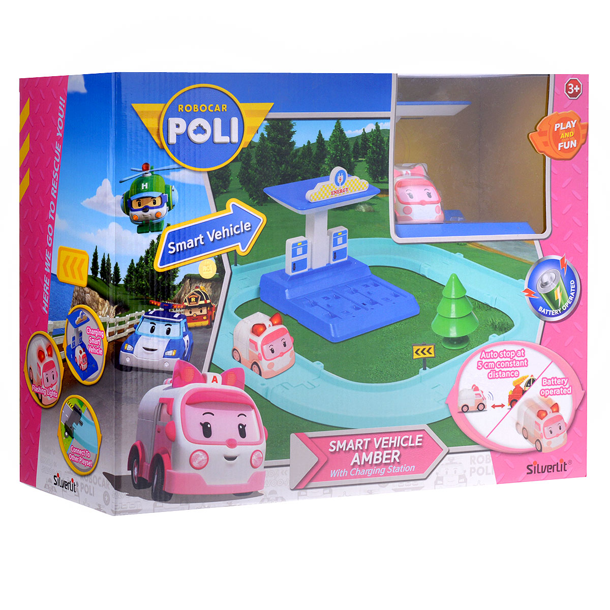 Robocar Poli Игрушечный трек Умная машинка Эмбер83271 Robocar Poli Игрушечный трек Умная машинка Эмбер83271Игровой набор Robocar Poli Маленький трек с умной машинкой: Эмбер создан специально для маленьких гонщиков. В набор входят: умная машинка Эмбер, трек, автозаправка, дорожные знаки, уличный фонарь, елочка, изгородь и вкладыш с наклейками для украшения трека. Машинка работает от аккумулятора и умеет держать дистанцию - если на треке есть другая машинка из серии Robocar Poli, то она будет держаться от нее на расстоянии 5 см. Во время движения на крыше Поли мигает красный огонек. Когда заряд умной машинки закончится, ее можно подзарядить на специальной станции, оформленной в виде автозаправки. Эмбер - маленькая розовая карета скорой помощи. Она очень добрая, заботливая и самоотверженная. Она выступает в качестве поддержки спасательных операций, ставит диагнозы и оказывает первую помощь пострадавшим машинкам и персонажам. Игровой набор Robocar Poli Маленький трек с умной машинкой: Эмбер подарит вашему ребенку массу впечатлений и поспособствует развитию внимания и...
