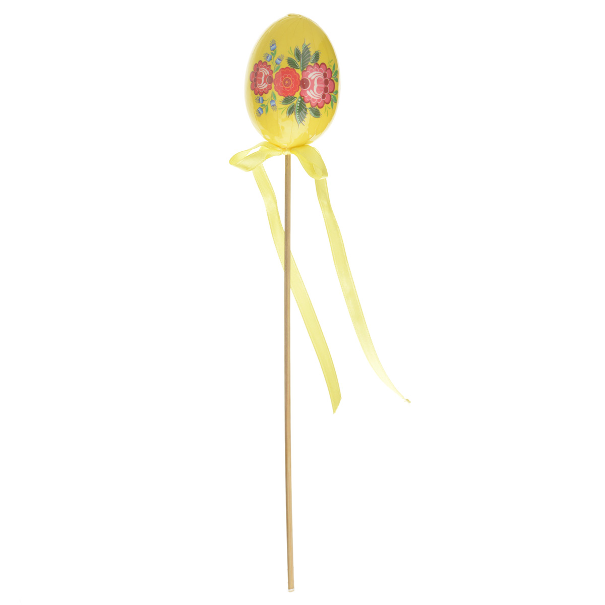 Декоративное украшение на ножке Home Queen "Цветочные узоры", цвет: желтый, высота 26 см