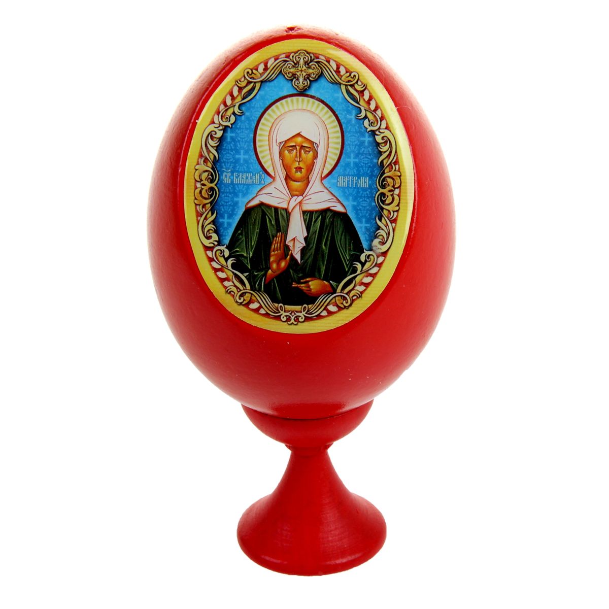 Яйцо декоративное Sima-land Матрона Московская, на подставке, высота 11 см888759 Яйцо декоративное Sima-land Матрона Московская, на подставке, высота 11 см888759Декоративное яйцо Sima-land Матрона Московская изготовлено из дерева. Яйцо оформлено яркой наклейкой, с красочным изображением Святой Матроны Московской, покрытой смоляным слоем. Изделие располагается на деревянной подставке. Декоративное яйцо Sima-land Матрона Московская принесет в ваш дом ощущение торжества, душевного уюта и станет идеальным подарком на Пасху. Диаметр яйца: 5,5 см. Высота яйца: 8 см. Размер подставки: 3 см х 3 см х 3,5 см.