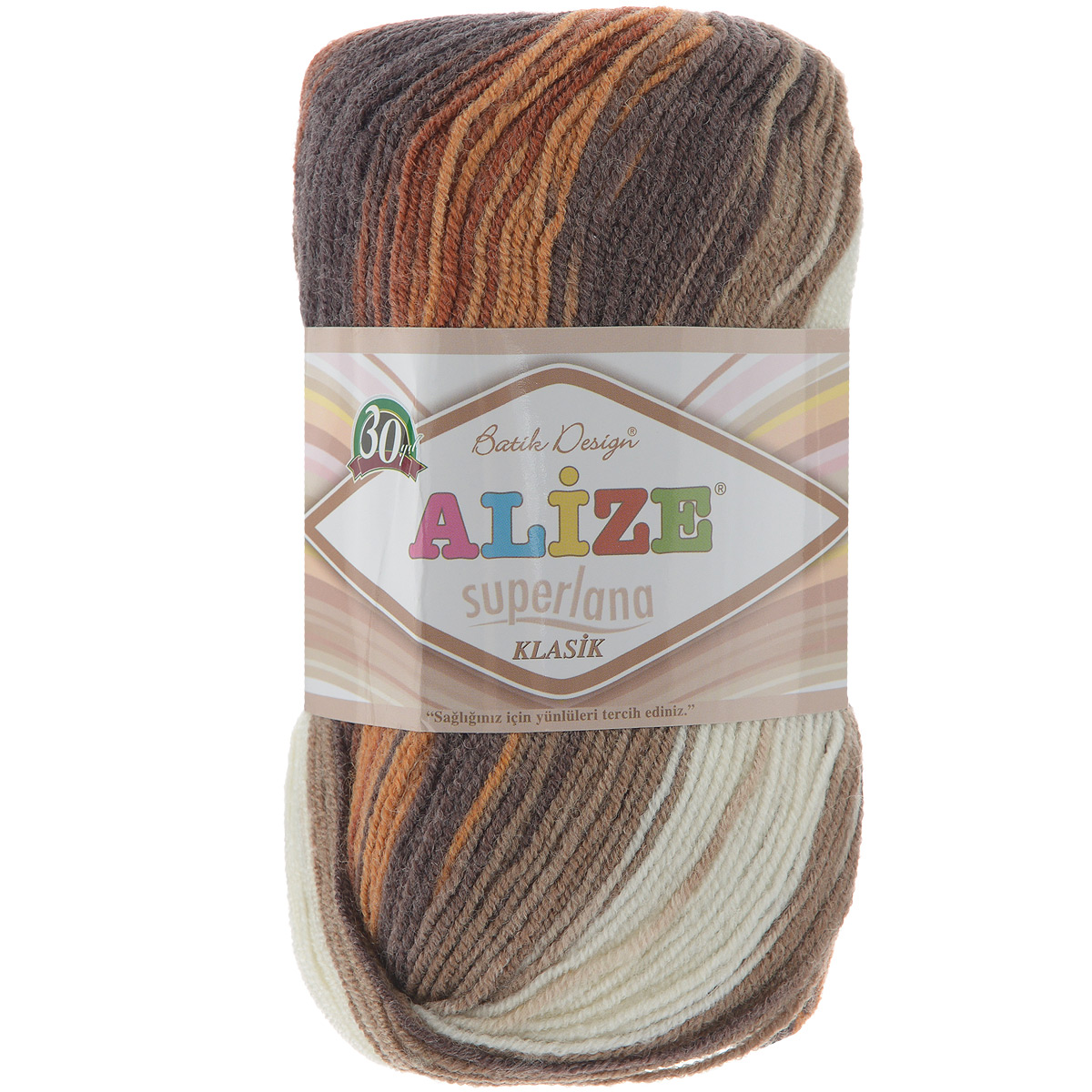 Пряжа для вязания Alize Superlana Klasik Pastel Batik, цвет: белый, коричневый, оранжевый (3380), 100 г, 280 м, 5 шт364120_3380 Пряжа для вязания Alize Superlana Klasik Pastel Batik, цвет: белый, коричневый, оранжевый (3380), 100 г, 280 м, 5 шт364120_3380Пряжа Alize Superlana Klasik Pastel Batik мягкая и приятная, средней толщины. Понравится мастерицам за необычную текстуру нити, напоминающую типом кручения тонкий шнурок, а владелицы готовых вещей оценят роскошную палитру нежнейших меланжевых переходов и изумительных оттенков пастельных тонов. Связать из такой нити можно легкую кофту, стильное платье, берет, и даже оригинальный топ. Рекомендуется для вязания крючком и на спицах 3-4 мм. Состав: 75% акрил, 25% шерсть.