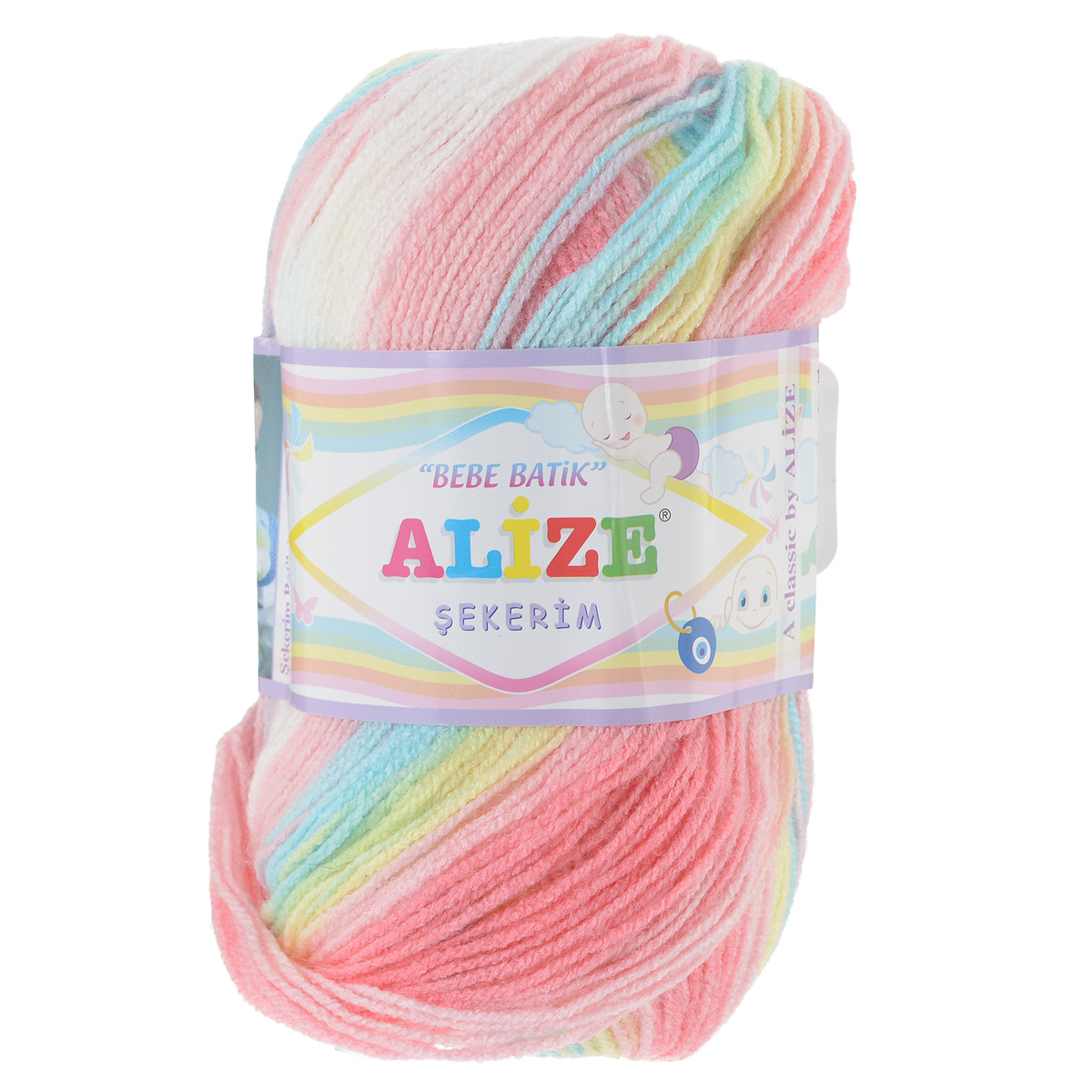 Пряжа для вязания Alize Sekerim Bebe Batik, цвет: розовый, желтый, голубой (3045), 320 м, 100 г, 5 шт364106_3045 Пряжа для вязания Alize Sekerim Bebe Batik, цвет: розовый, желтый, голубой (3045), 320 м, 100 г, 5 шт364106_3045Пряжа для вязания Alize Sekerim Bebe Batik изготовлена из акрила. Фантазийная пряжа для ручного вязания отлично подойдет для детских вещей. Ниточка мягкая и приятная на ощупь. Подходит для вязания спицами и крючком. Рекомендованные спицы 3-4 мм и крючок для вязания 2-4 мм. Состав: 100% акрил.