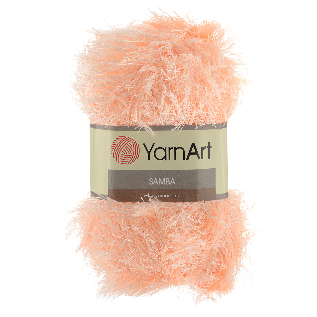 Пряжа для вязания YarnArt Samba, цвет: персиковый (204), 150 м, 100 г, 5 шт372009_204 Пряжа для вязания YarnArt Samba, цвет: персиковый (204), 150 м, 100 г, 5 шт372009_204Пряжа Samba представляет собой яркий пример отделочной нити, с помощью которой можно придать оригинальность и красоту каждому изделию. Нить удобна тем, что подлежит работе и крючком, и спицами. Также можно использовать в одном изделии как одну пряжу Samba, так и комбинировать с ней разные виды нити. То есть, если вязать пряжей Samba, получается просто пушистое полотно, не сохраняющее тепло, обладающее исключительно объемным видом. Если же вязать в две нити: Samba плюс акрил или шерсть, то вещь получается плотная, пушистая и теплая. Пряжа удобна тем, что не требует особых изысков в выборе узора - пушистый ворс нитки делает привлекательным даже обыкновенную гладь. Нить Samba скрученная, средней толщины, послушна в работе, удобно скользит. Состав: 100% полиэстер. Рекомендованные спицы №5,5, крючок №5,5.