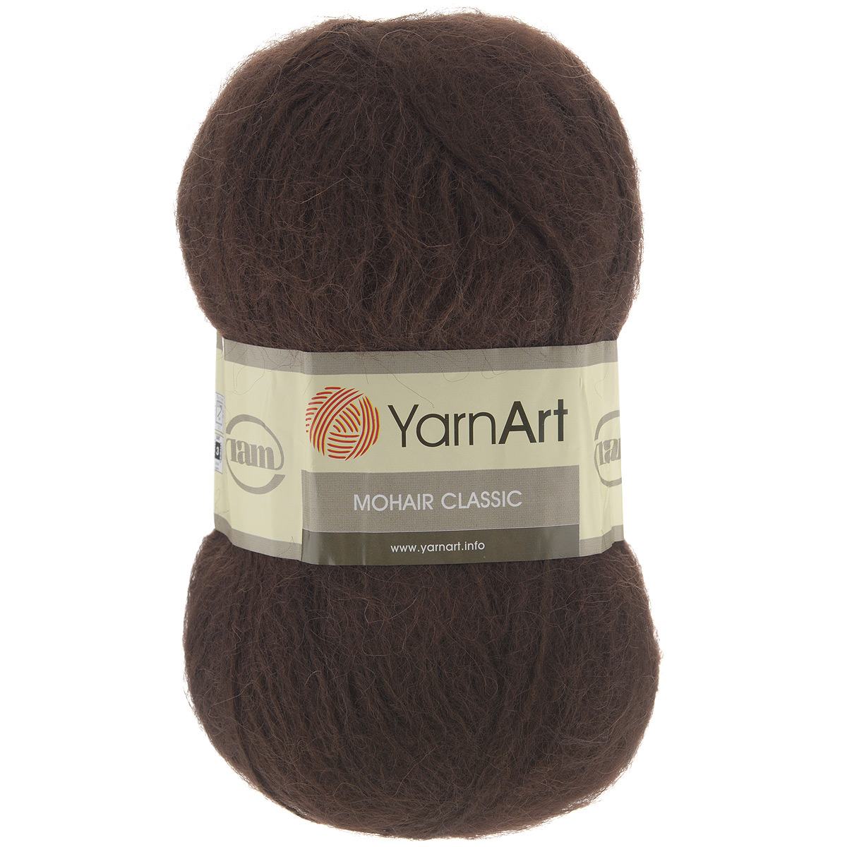 Пряжа для вязания YarnArt Mohair Classic, цвет: темно-коричневый (123), 220 м, 100 г, 5 шт372026_123 Пряжа для вязания YarnArt Mohair Classic, цвет: темно-коричневый (123), 220 м, 100 г, 5 шт372026_123Пряжа для вязания YarnArt Mohair Classic изготовлена из натурального мохера с добавлением акрила. Пряжа из такого материала обладает повышенной прочностью и эластичностью, а изделия получаются теплые и уютные. Скрутка нити плотная, равномерная, не расслаивается, не путается, хорошо скользит по спицам, вяжется очень легко. Петли выглядят аккуратно, а натуральный мохер обеспечивает теплоту, легкость и превосходный внешний вид. Нить можно комбинировать с полушерстяными пряжами для смягчения рисунка, придания благородной пушистости фактуре нити, а также для улучшения тепловых характеристик. Пряжа прекрасно подходит для создания зимних вещей: свитеров, кардиганов, жилетов, шапок, беретов, палантинов, шарфов, перчаток, варежек. Не колется и может использоваться для изготовления детской одежды. Благодаря содержанию синтетических волокон, изделия из YarnArt Mohair Classic отлично держат форму, не вытягиваются, катышки не образуются, тонкая нить...