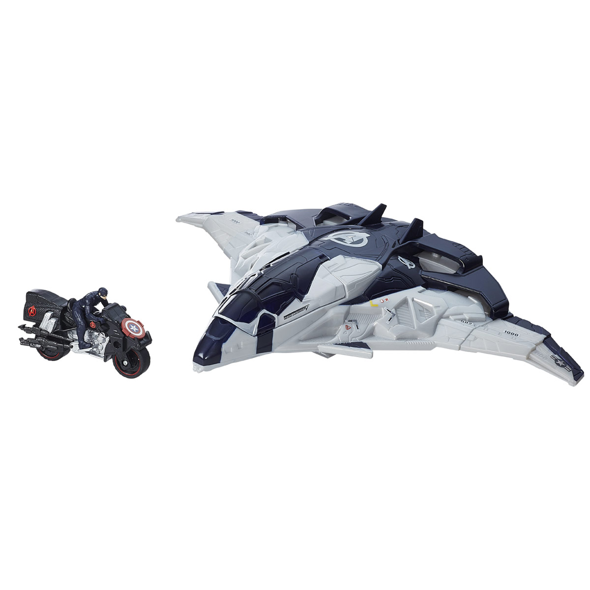 Игровой набор Avengers Самолет МстителяB5777EU4 Игровой набор Avengers Самолет МстителяB5777EU4Игровой набор Avengers Самолет Мстителя непременно привлечет внимание вашего ребенка и не позволит ему скучать. Набор включает в себя элементы для сборки самолета Мстителей и мотоцикл Перового Мстителя с фигуркой. Элементы набора выполнены из прочного безопасного пластика. В кабину самолета помещаются 3 мини-фигурки Мстителей или фигурка Халка. Мотоцикл запускается прямо с самолета при нажатии поочередно кнопок в верхней его части. Элементы набора отличаются высоким качеством исполнения и детализации. Такой набор обязательно понравится вашему малышу, и он проведет множество счастливых мгновений, играя с ним и придумывая различные истории.
