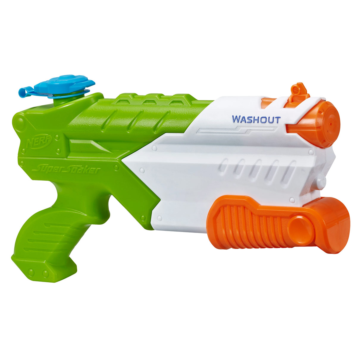 Nerf Водный бластер Super Soaker: СмывательA9465EU40 Nerf Водный бластер Super Soaker: СмывательA9465EU40Водный бластер Nerf Super Soaker: Смыватель станет отличным развлечением для детей в жаркую летнюю погоду. Бластер выполнен из прочного безопасного пластика ярких цветов и невероятно прост в использовании. Заполните резервуар водой и начинайте стрелять! При нажатии на курок бластер выстреливает струей воды на расстояние до 11 м. Резервуар с водой закрывается на прочный пластиковый клапан, исключающий проливание жидкости. Вместительность резервуара: 650 мл. Такая игрушка не только порадует малыша, но и поможет ему совершенствовать мелкую и крупную моторику, а также координацию движений. С водным бластером ваш малыш сможет устроить настоящее водное сражение!