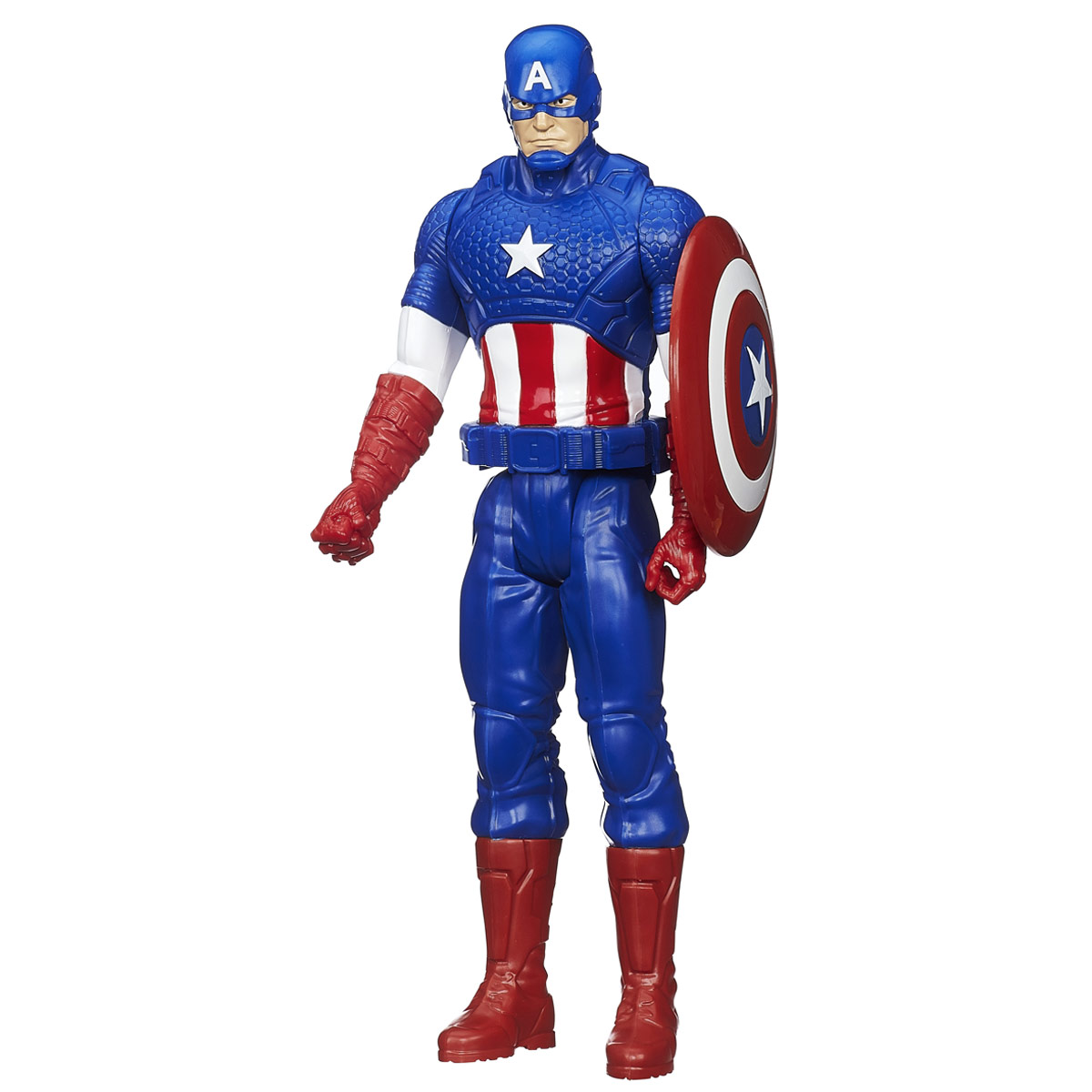 Фигурка Avengers Титаны: Капитан Америка, 29 смB0434EU4_B1669 Фигурка Avengers Титаны: Капитан Америка, 29 смB0434EU4_B1669Фигурка Avengers Титаны: Капитан Америка порадует любого маленького поклонника знаменитой серии Мстители (Avengers). Фигурка изготовлена из высококачественного прочного пластика и выполнена в виде супергероя Капитана Америки. Фигурка имеет 5 точек артикуляции - голова, руки, кисти и ноги подвижны. В комплект также входит оружие героя - его верный щит. Капитан Америка - альтер эго Стива Роджерса, болезненного юноши, который был усилен экспериментальной сывороткой до максимума физической формы, доступной человеку, дабы помочь военным операциям США. Капитан Америка одет в костюм, раскрашенный на мотив американского флага, и вооружён неразрушимым щитом, который можно использовать в качестве оружия. Фигурка понравится как детям, так и взрослым коллекционерам, она станет отличным сувениром или займет достойное место в коллекции любого поклонника комиксов о непобедимых Мстителях.
