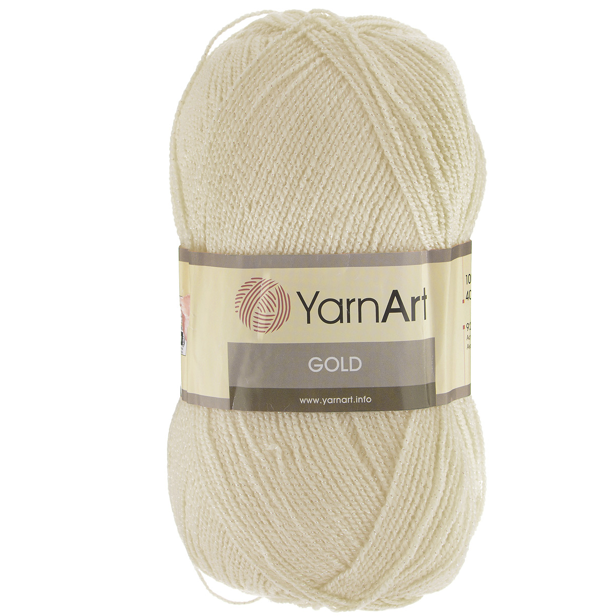 Пряжа для вязания YarnArt Gold, цвет: шампань (9383), 400 м, 100 г, 5 шт372007_9383 Пряжа для вязания YarnArt Gold, цвет: шампань (9383), 400 м, 100 г, 5 шт372007_9383Мерцающая нитка с люрексом для вязания эффектных вещей, тонкая, мягкая, нежная, приятная на ощупь. Пряжа окрашена равномерно с помощью стойких высококачественных красителей, нить плотно скручена, люрекс не выбивается в процессе вязания, петли ложатся равномерно. YarnArt Gold - декоративная пряжа с широкой цветовой палитрой, предназначенная для демисезонной одежды. Акрил защищает готовое изделие от закошлачивания, деформации после стирки и сушки. Нить гибкая и эластичная, хорошо тянется, превосходно сохраняет форму после носки. Изысканная пряжа для создания вечерних нарядов выглядит дорого и стильно. Кроме традиционного золотистого и серебристого, люрекс предлагается в тон нити - синий, зеленый, бежевый и т.д. Таким образом, блеск получается ненавязчивым, гармоничным, приятным глазу. YarnArt Gold выглядит красиво в болеро, свитерах, палантинах, шалях, шапках, шарфах, перчатках, гетрах, а также нарядных детских платьях, кофтах. Рекомендуется для вязания на спицах 2,75...